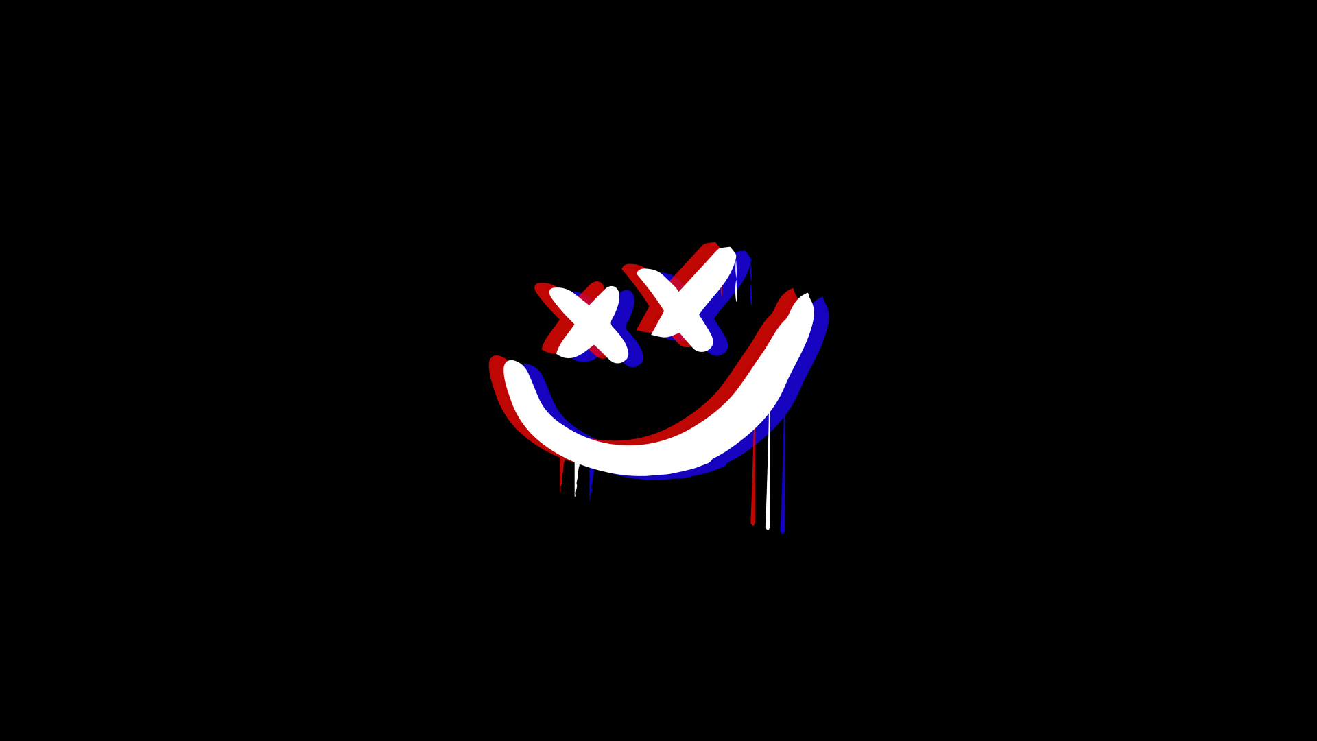 1920x1080 Drippy smiley Wallpaper 4K, Anaglyph, Black background, 5K