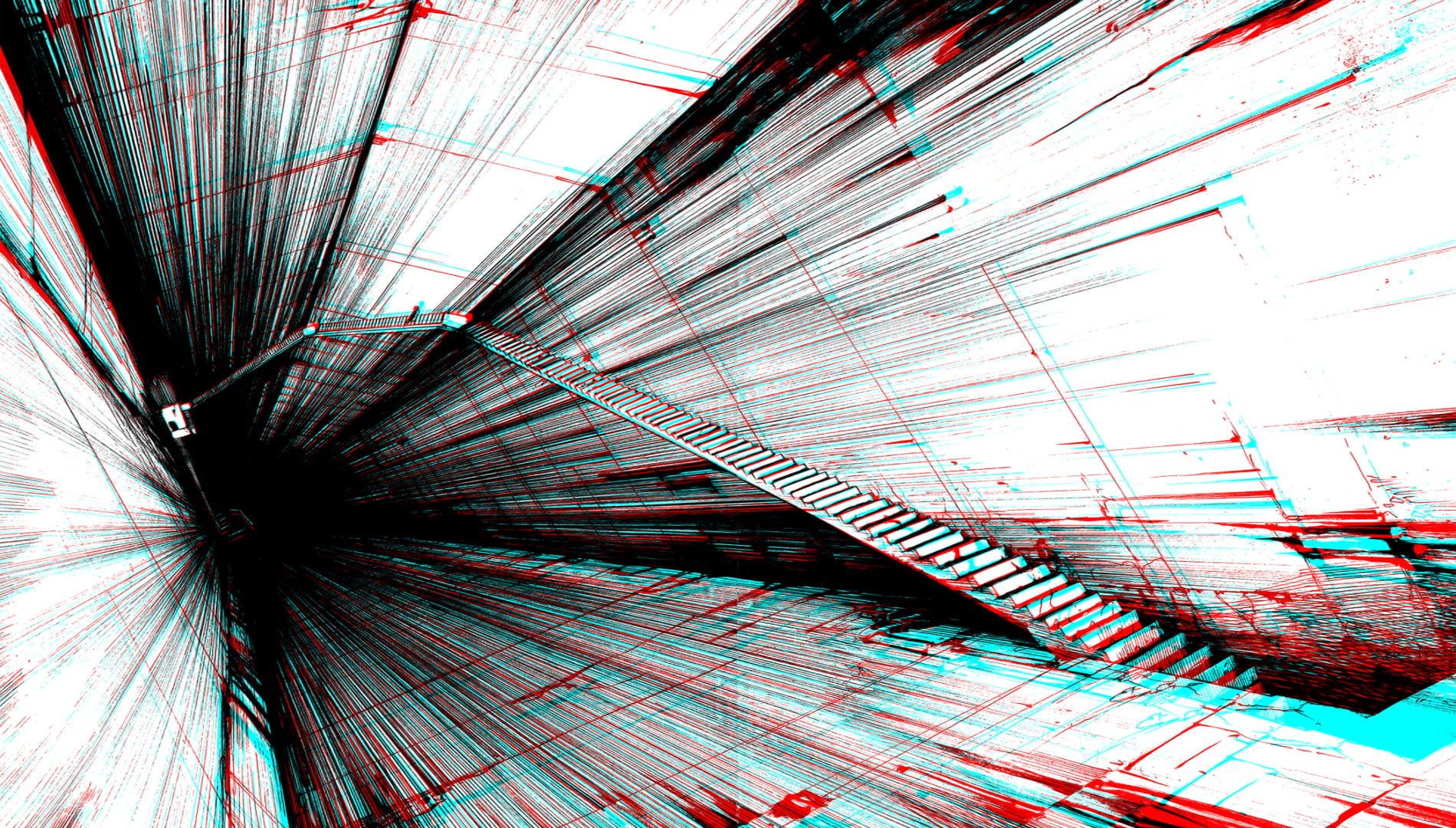 1900x1080 Anaglyph 3D, stairs, hallway HD wallpaper