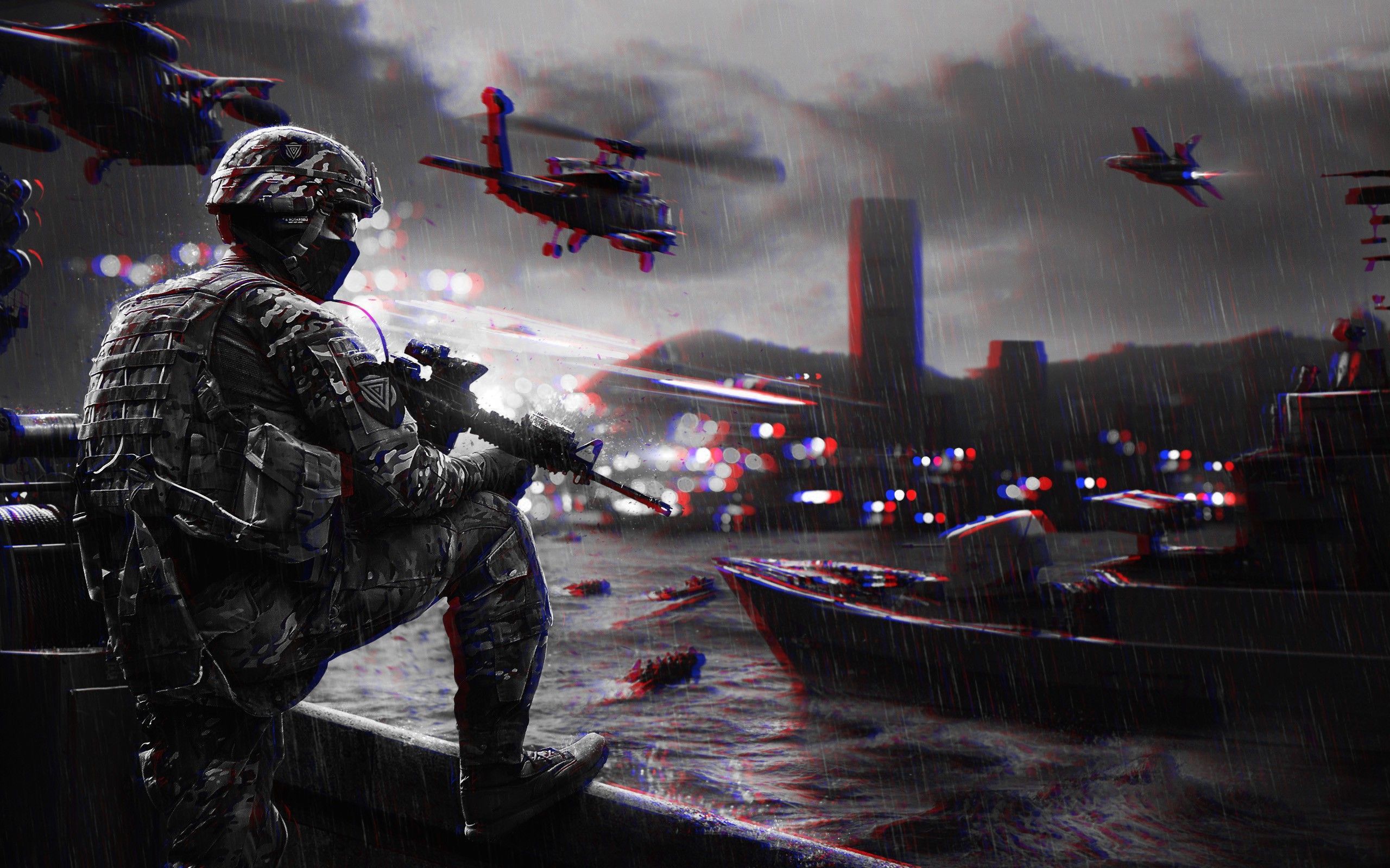 2560x1600 Battlefield, 3D, Anaglyph 3D Wallpaper HD / Desktop and Mobile Background