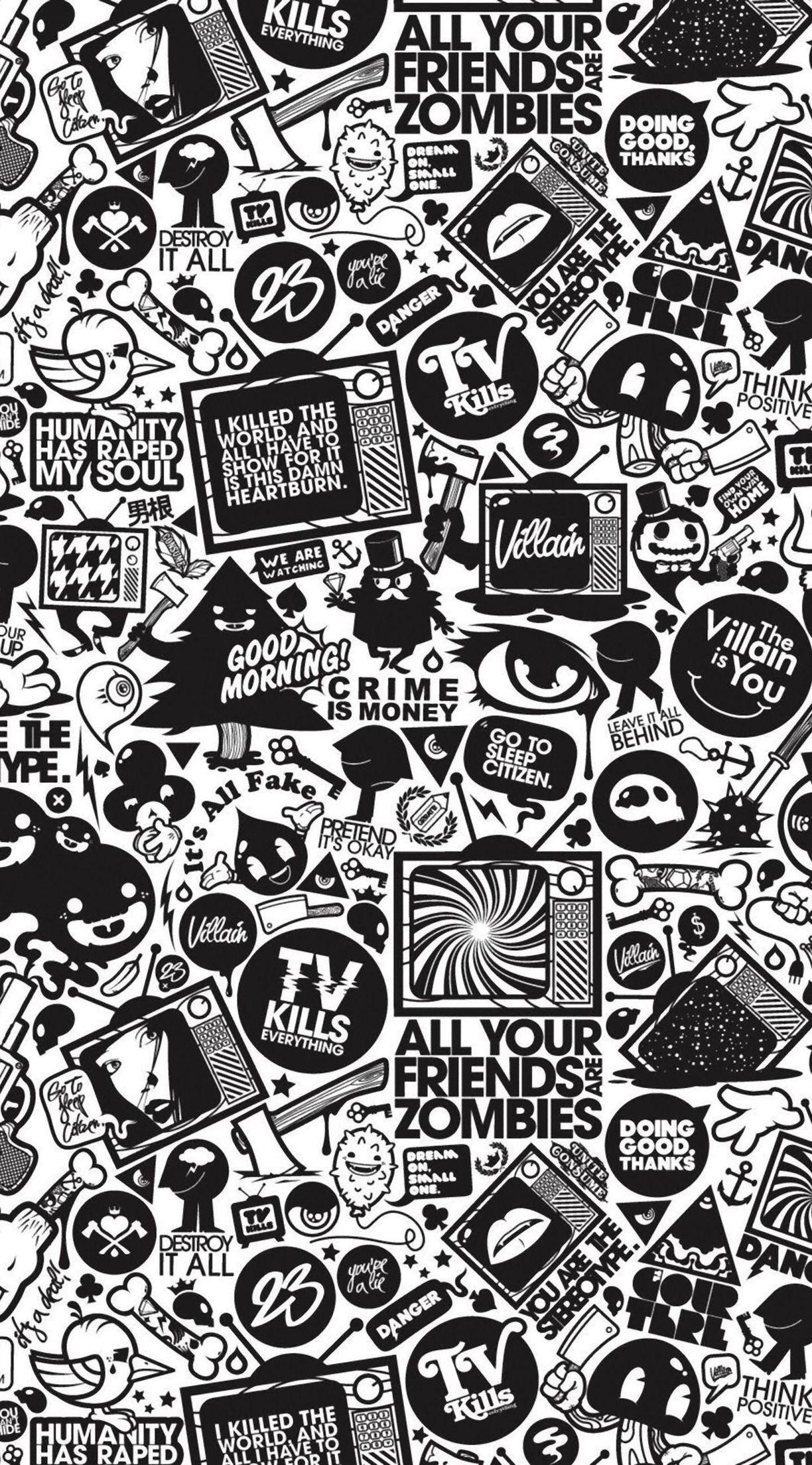 Black and White Doodle Wallpapers - Top Free Black and White Doodle  Backgrounds - WallpaperAccess