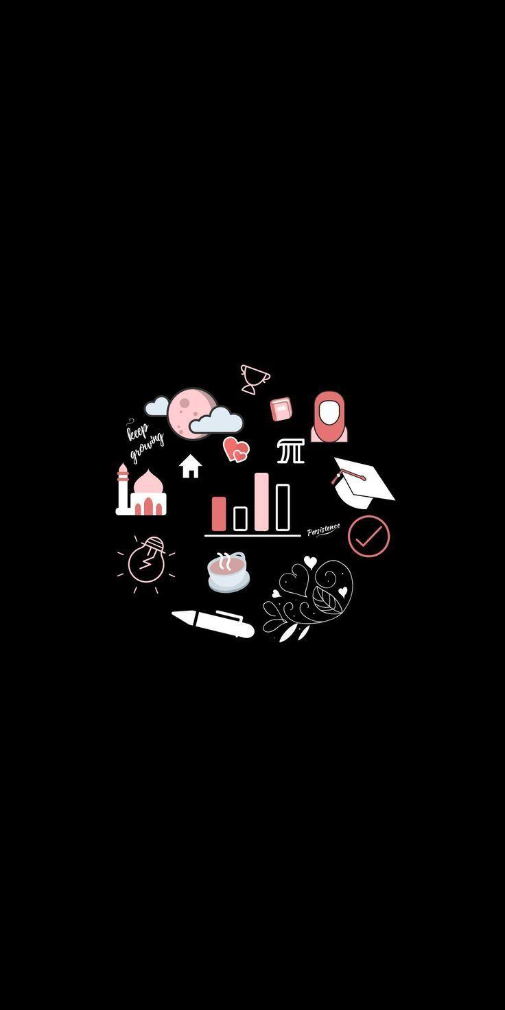 736x1472 Black Muslim doodle wallpaper #islamic #muslimah #hijabi
