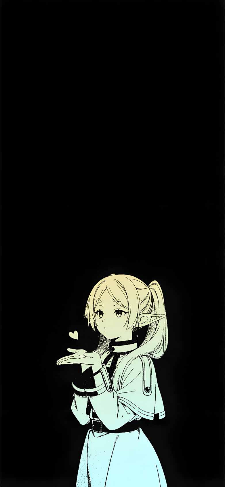 782x1692 Frieren Minimal Anime Black Wallpaper Wallpaper HD