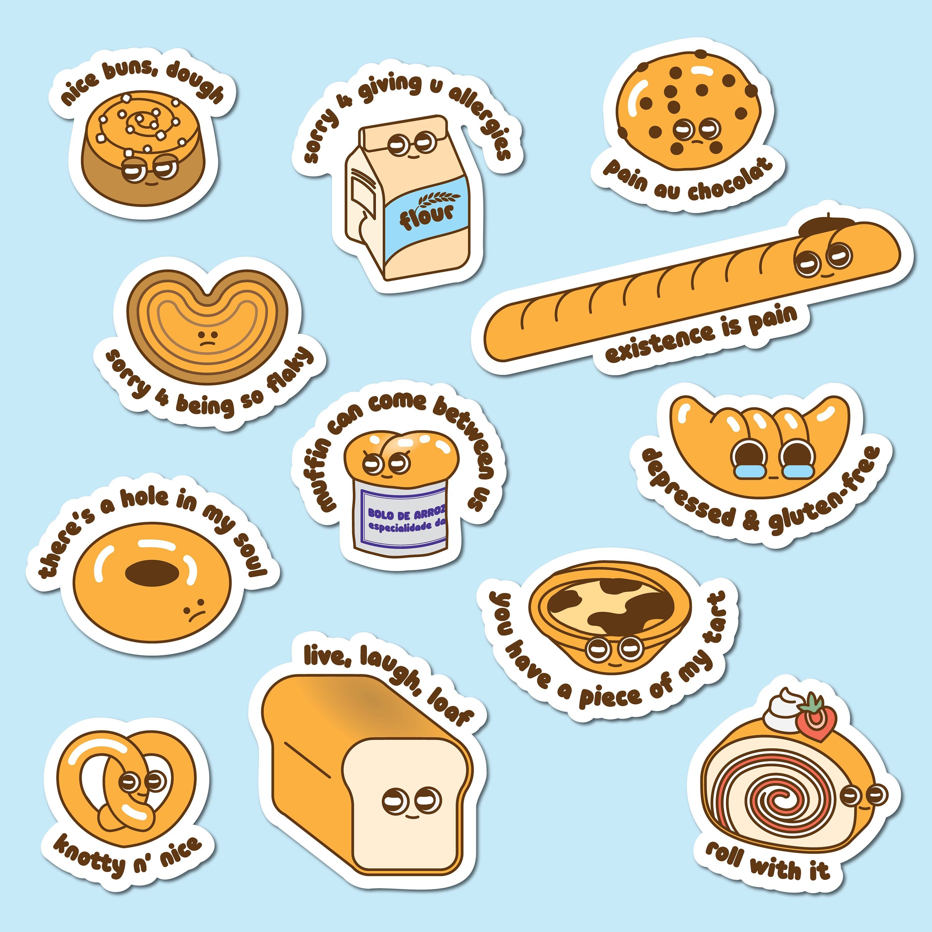 3000x3000 Bread & Pastry Stickers DIGITAL DOWNLOAD Unique Designs Cute Stationery Vector Clipart Art Bread Lover