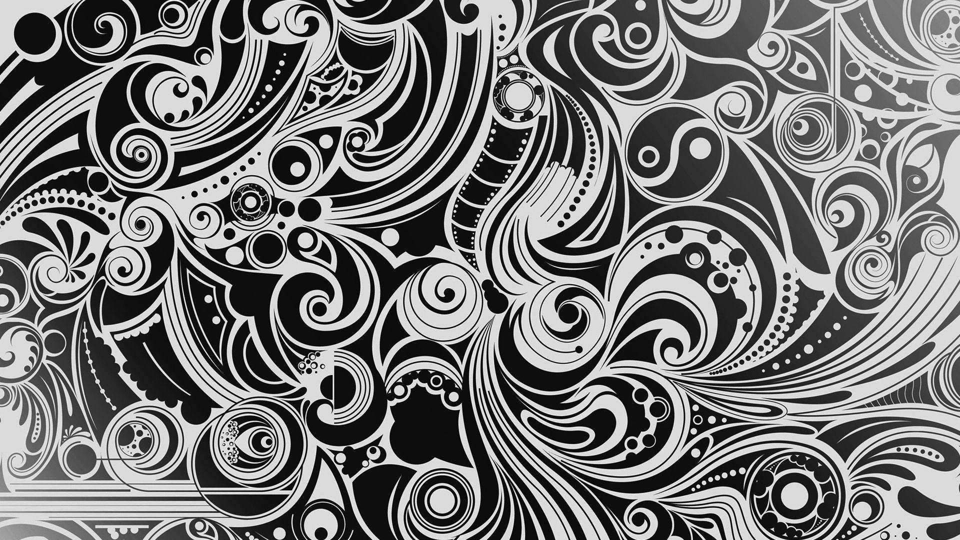 1920x1080 Free download Black White Pattern Shape Patterns Wallpaper