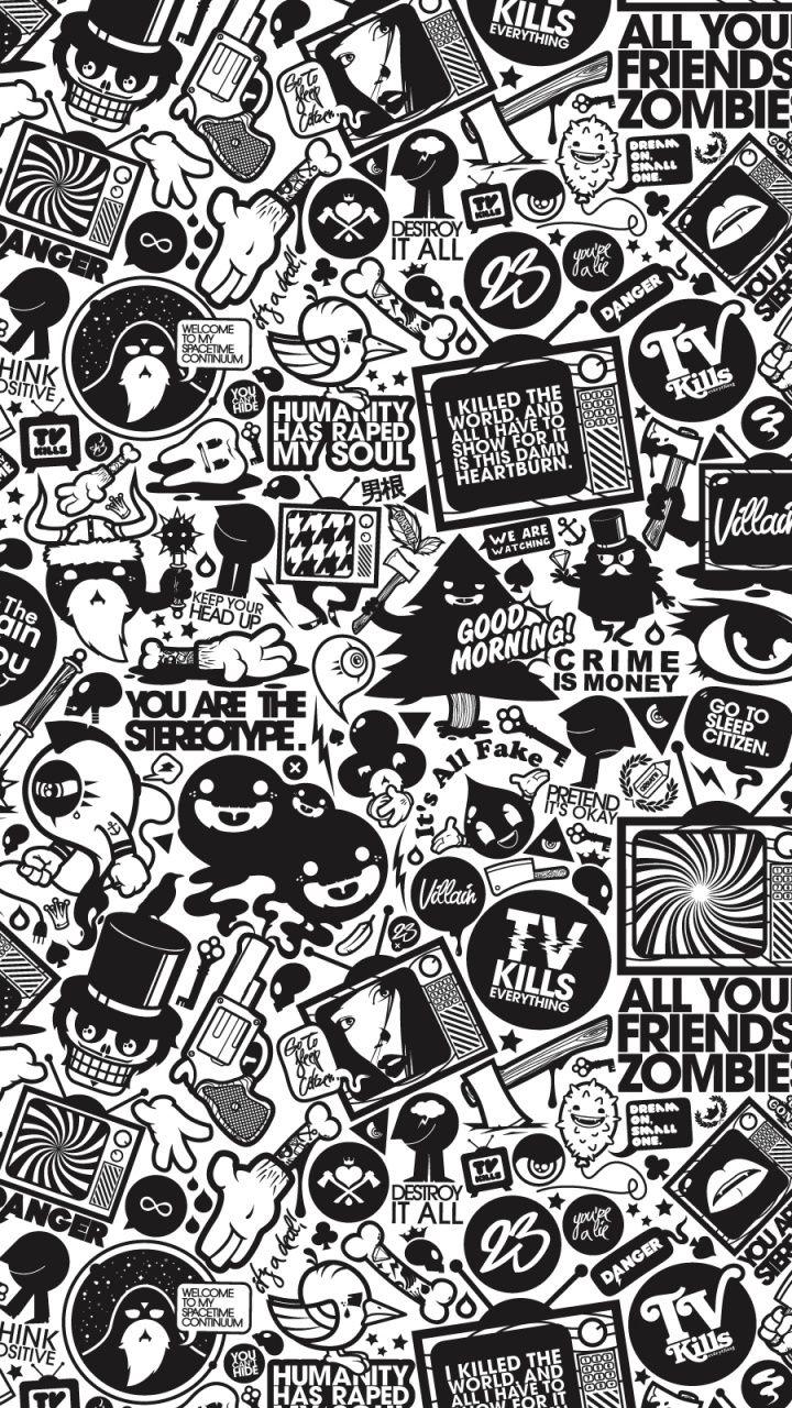 720x1280 Pop Art Concept Htc One X Wallpaper And White Doodle