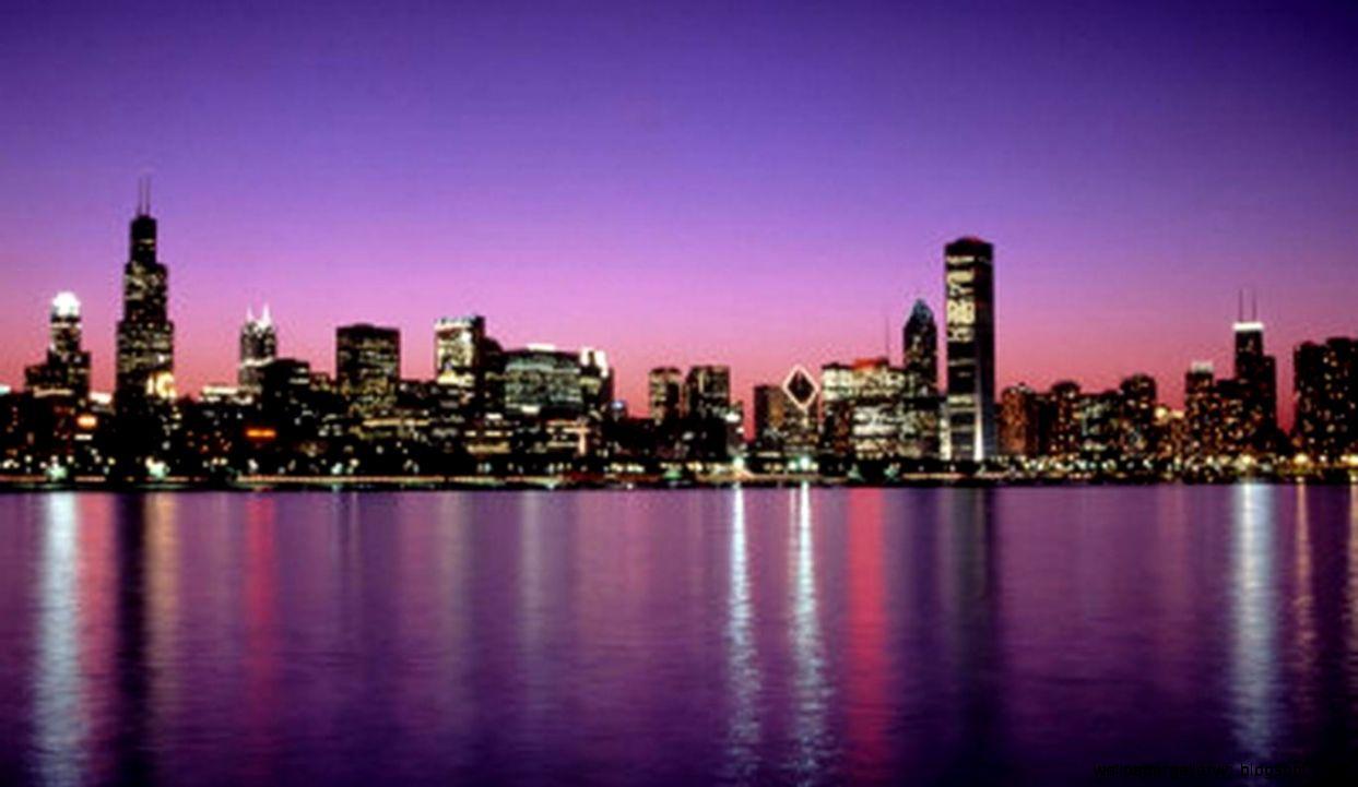 1243x721 Skyline Chicago Sunset HD Wallpaper