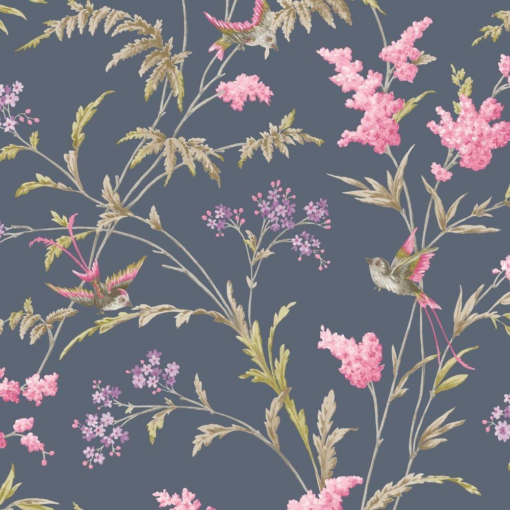 1000x1000 Holden Jasmine Floral Pattern Wallpaper Bird Flower
