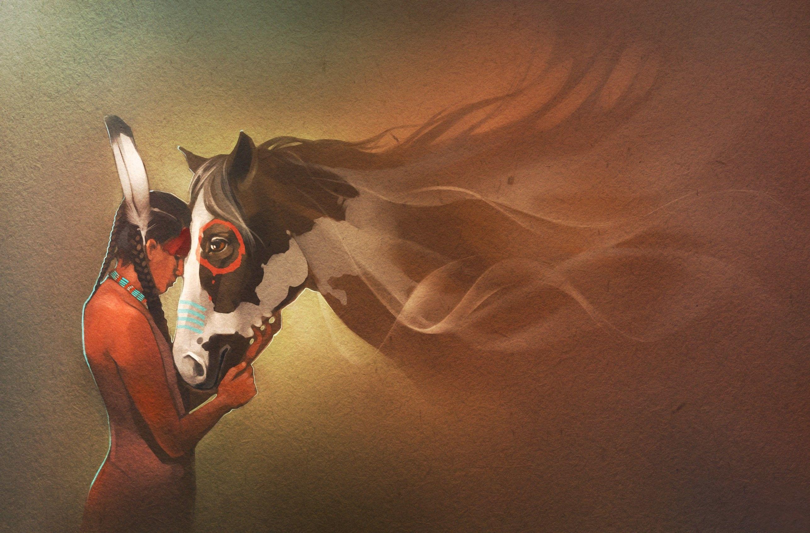 2575x1696 Horses Indian Animals Mood Western Nativew Horse Wallpaper