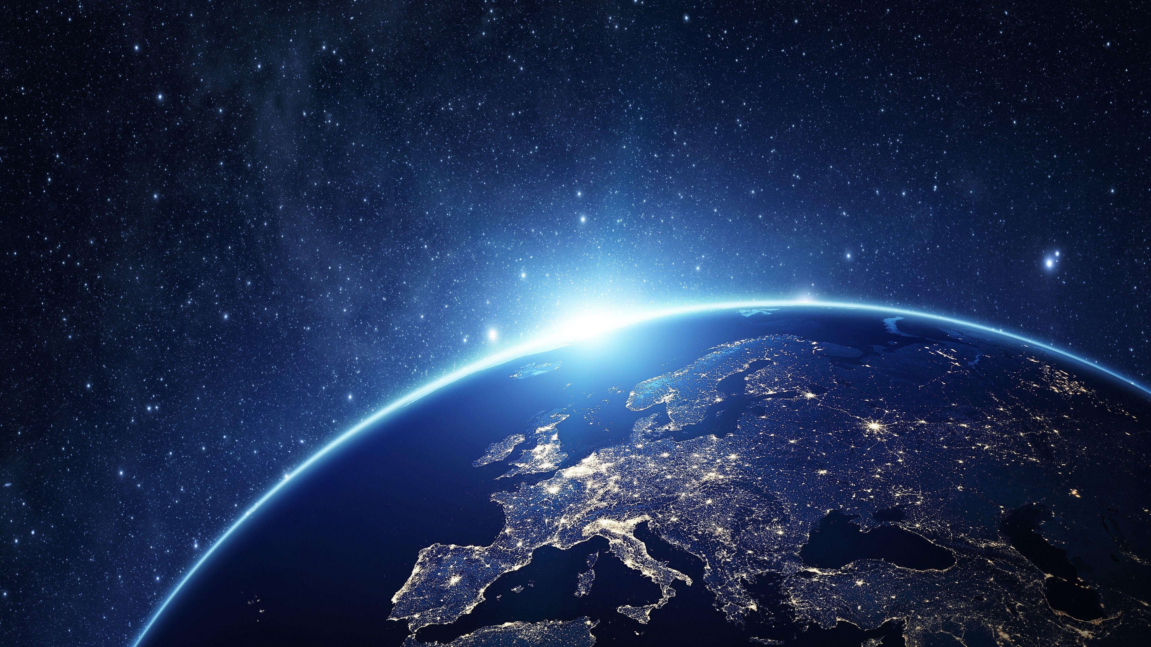 3840x2160 Download 3840x2160 Earth, Stars, Lights, Galaxy Wallpaper for UHD