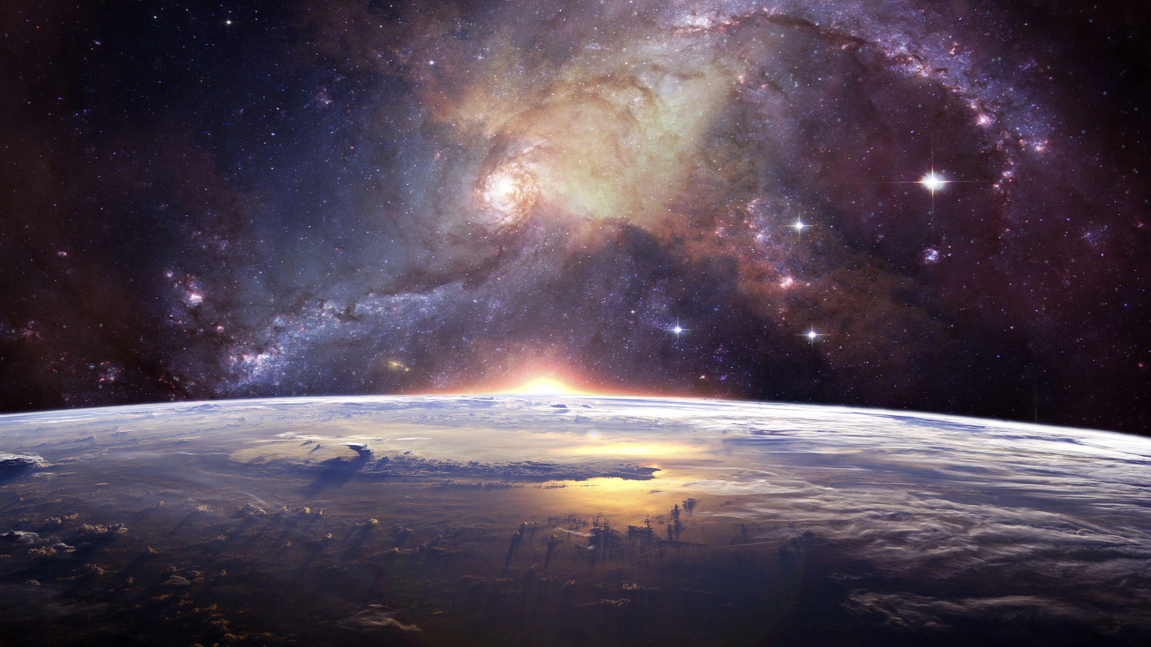 3840x2160 Download 3840x2160 wallpaper earth, horizon, milky way, fantasy