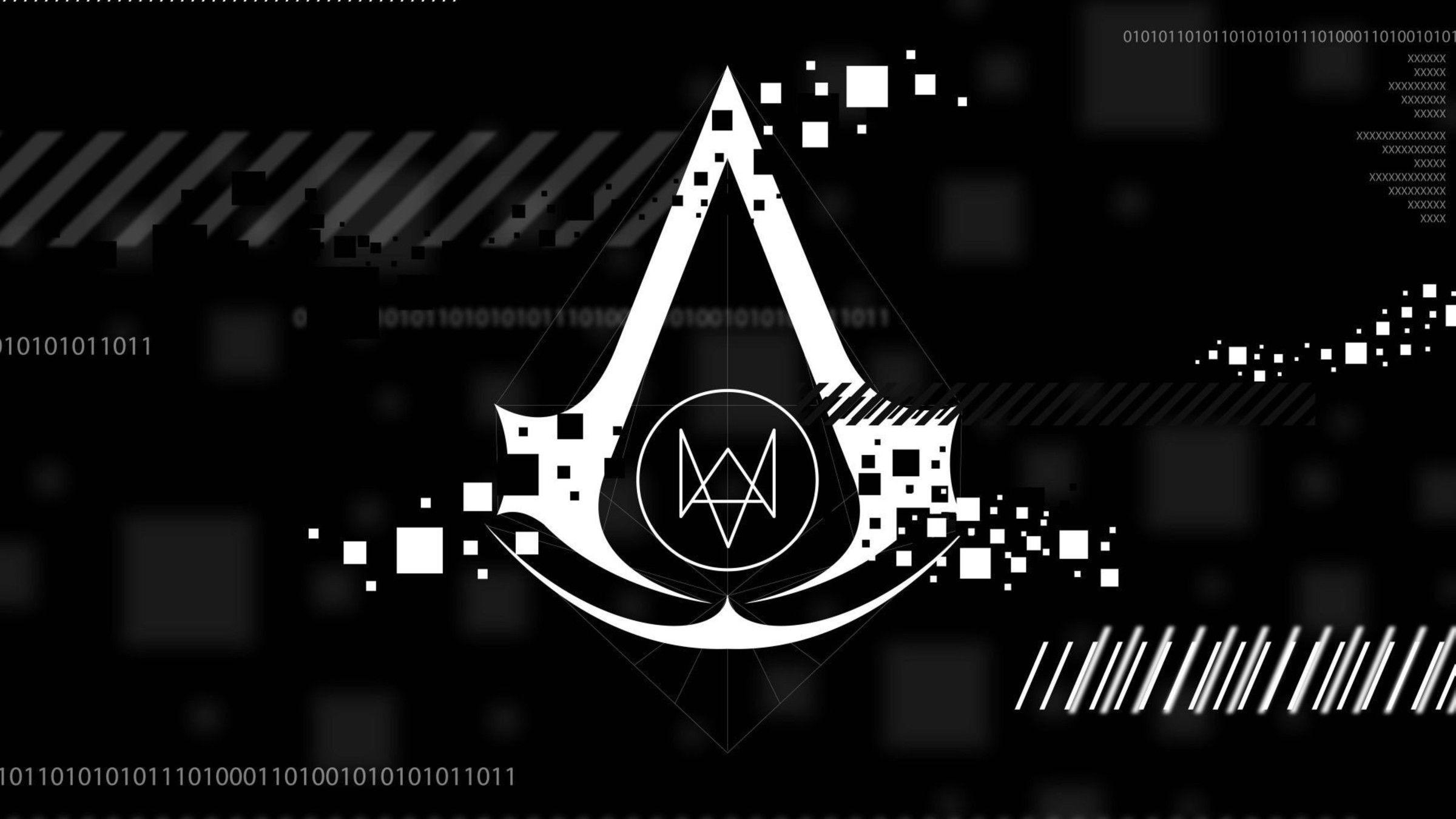 2400x1350 Assassins creed watch dogs logos video games wallpaper
