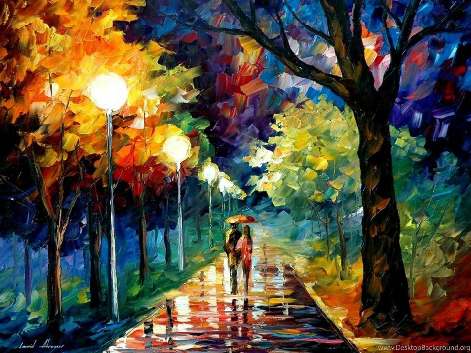 1600x1200 Abstract Couple Walking Painting Nature Desktop