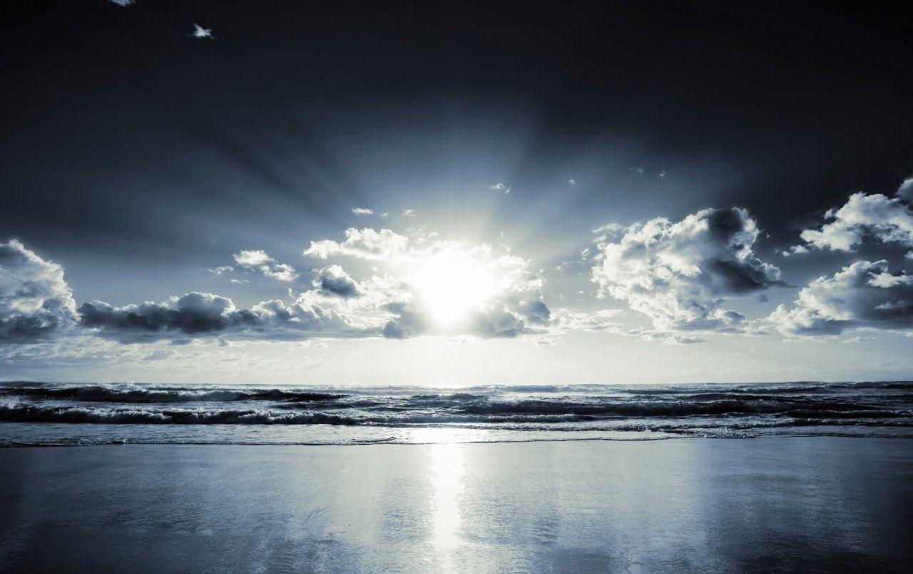 1280x804 Sun Clouds Dark Waves Beach wallpaper. Sun Clouds Dark Waves