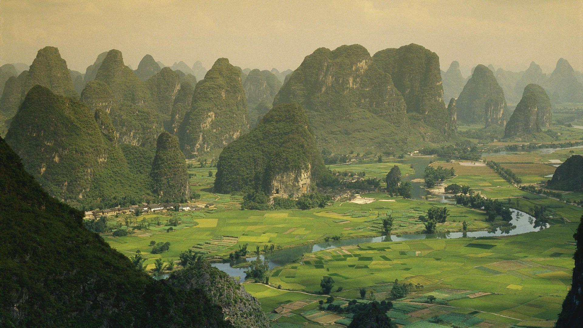 1920x1080 Free download Wallpaper green mountains China Guangxi China Landscape [1920x1080] for your Desktop, Mobile & Tablet. Explore Chinese Landscape Wallpaper. Chinese Wallpaper, Chinese Desktop Wallpaper, Chinese Wallpaper for Walls