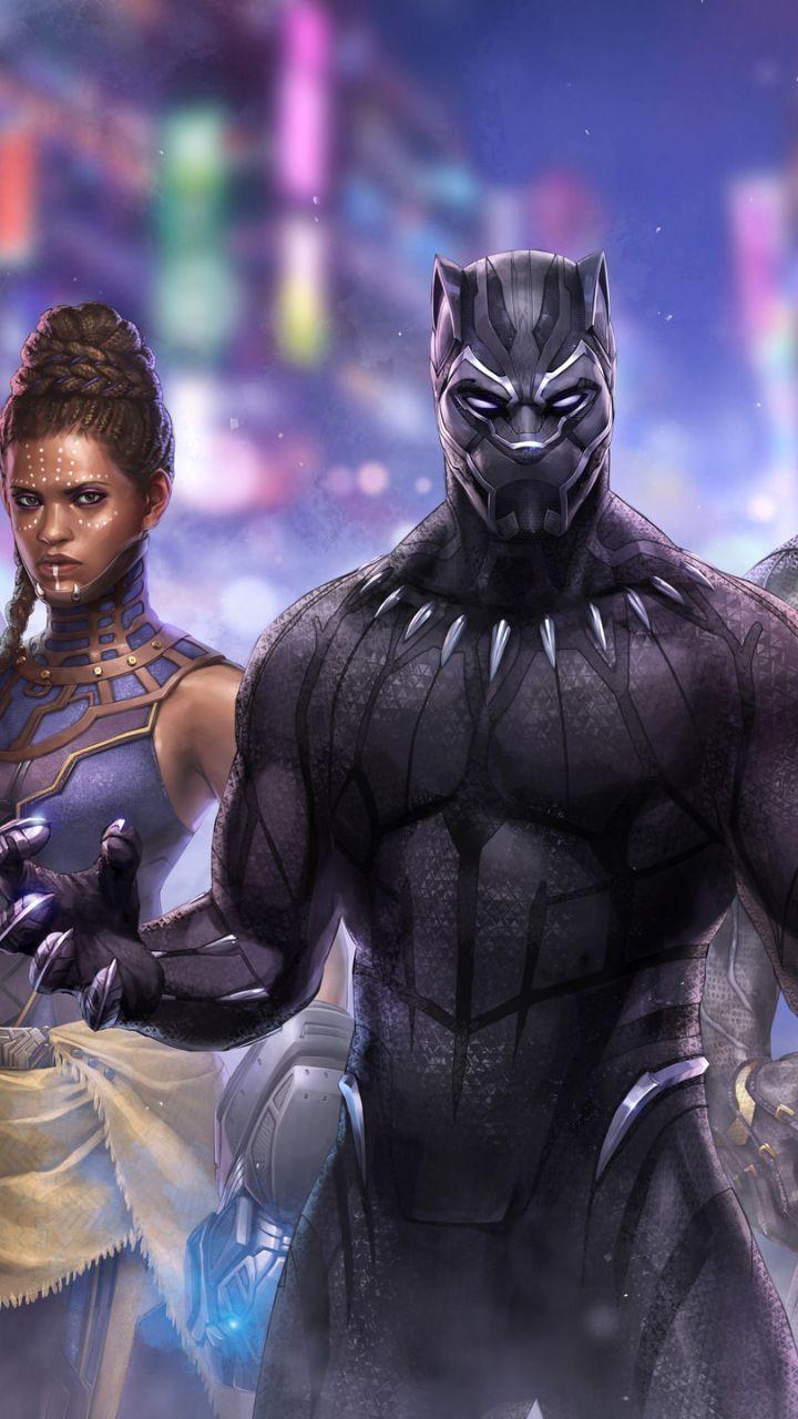 720x1280 Black panther, movie, marvel, cast, art, 720x1280 wallpaper Pinner