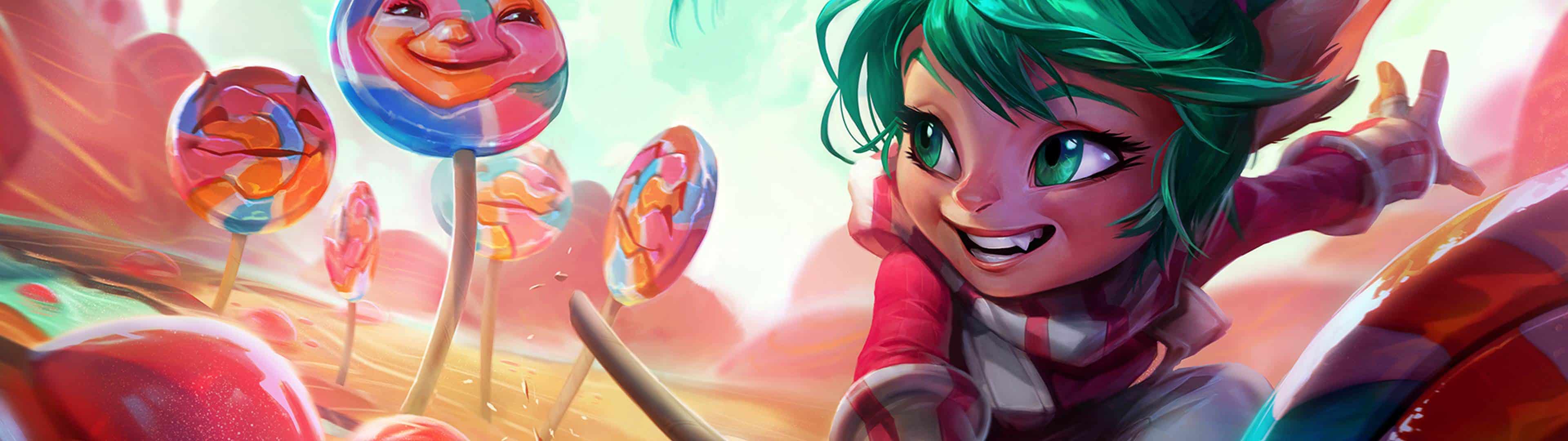 3840x1080 League Of Legends Poppy Dual Monitor Wallpaper