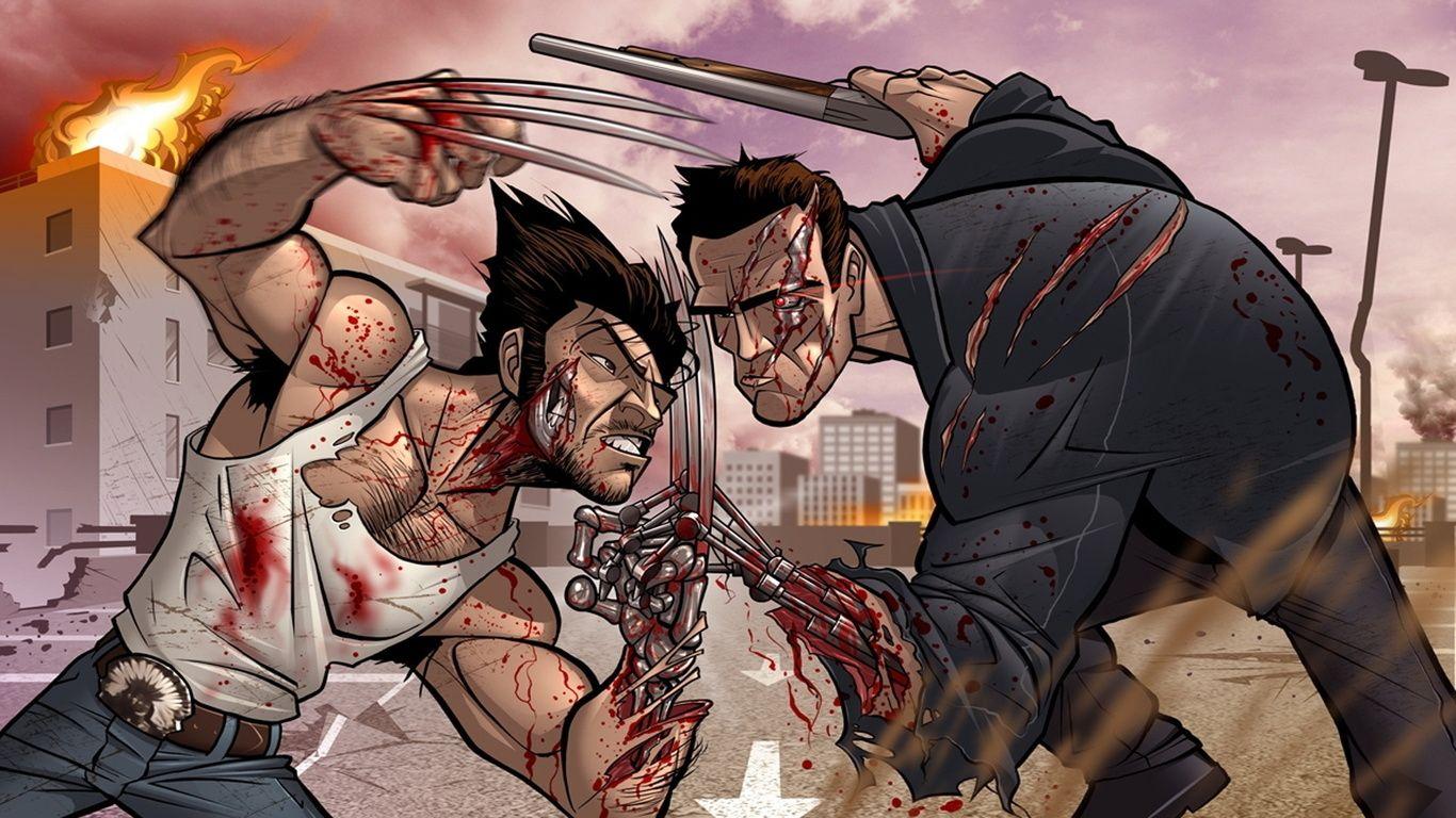 1366x768 Arnold Schwarzenegger, Wolverine, Patrick Brown, Wolverine