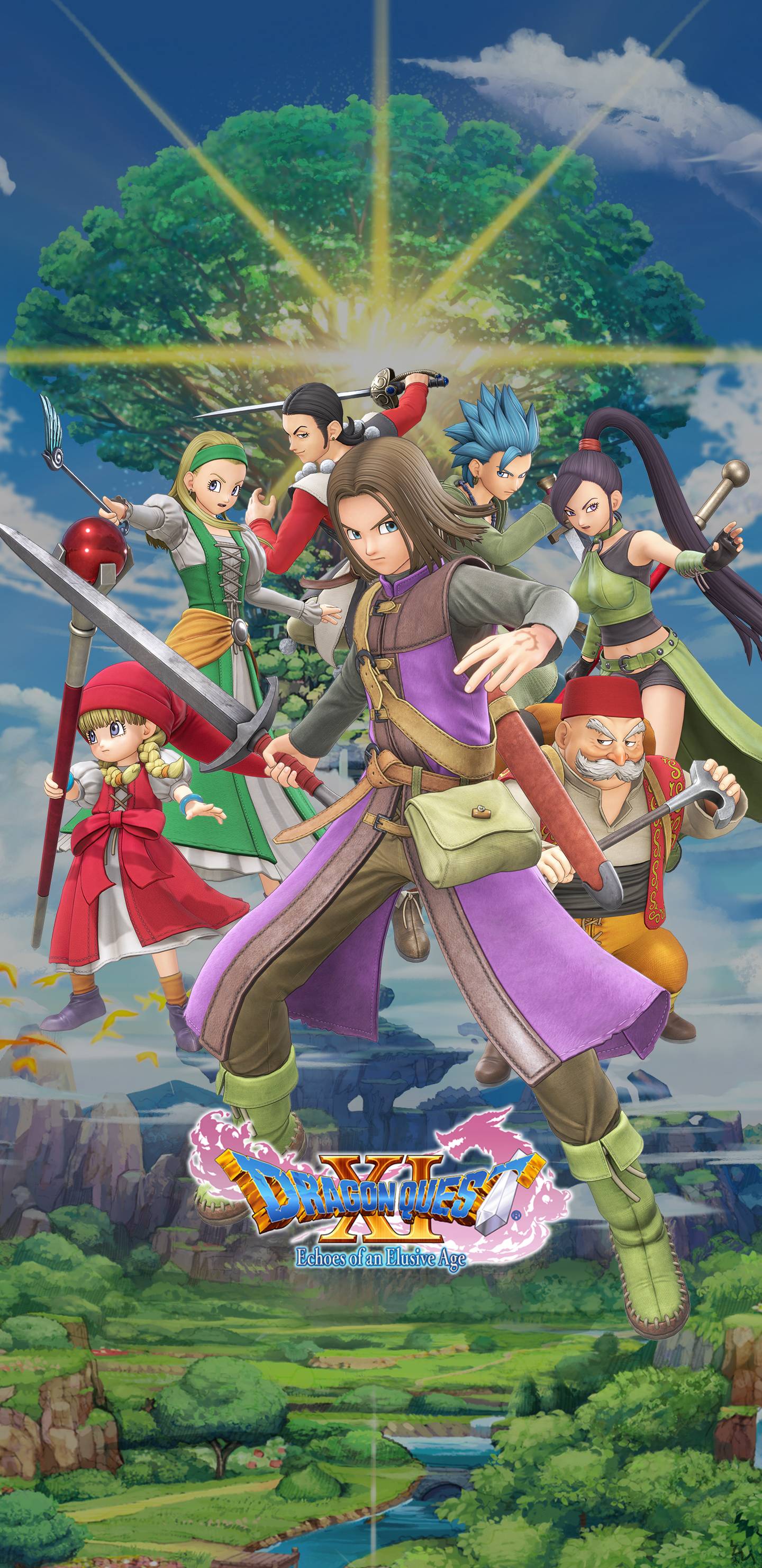 1440x2960 Dragon Quest XI Characters Wallpaper. Cat with Monocle