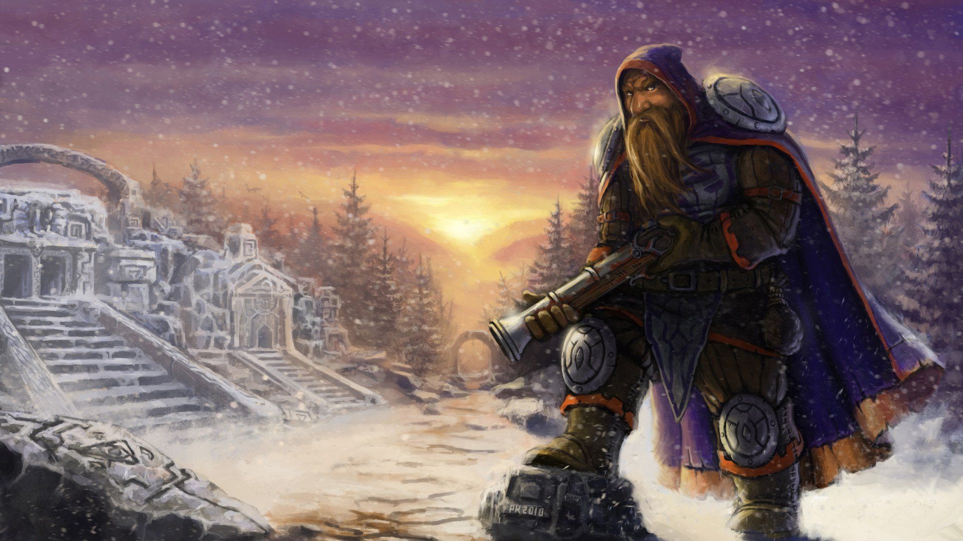1920x1080 Epic Fantasy Dwarf HD Wallpaper: Guardian of the Frozen Ruins