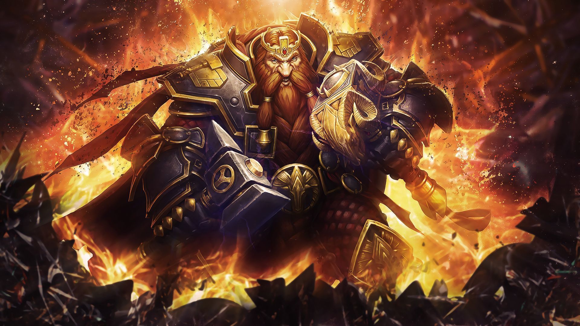 1920x1080 Desktop wallpaper: Dwarf, Hearthstone: Heroes Of Warcraft, Video Game, Hammer, Magni Bronzebeard, Warrior, Warcraft 4K free download for PC. 408897