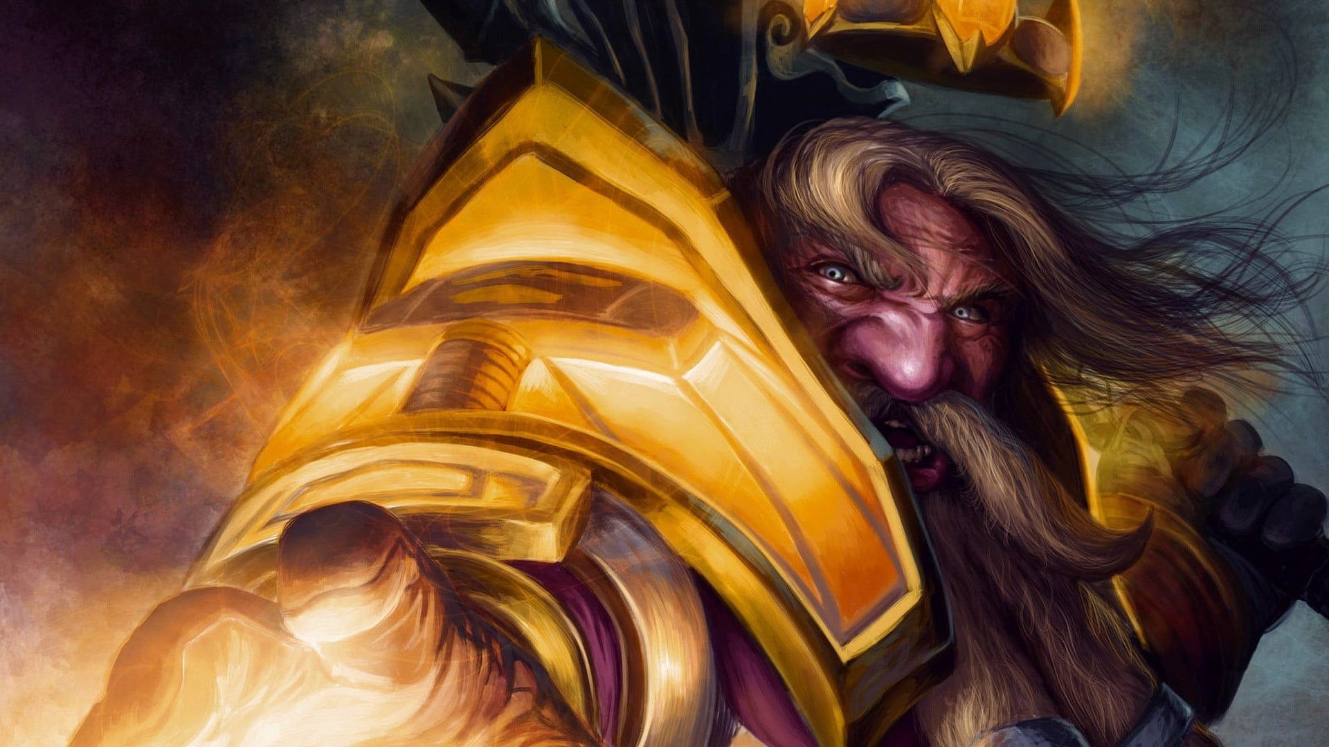 1920x1080 Dwarf with gold armory illustration, fantasy art, World of Warcraft, video games HD wallpaper