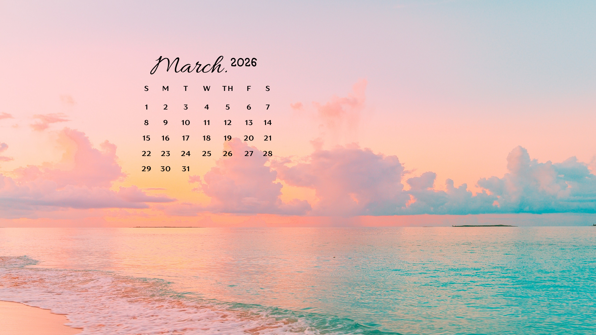 1920x1080 Free March 2026 Desktop Calendar Background (EASY DOWNLOAD)