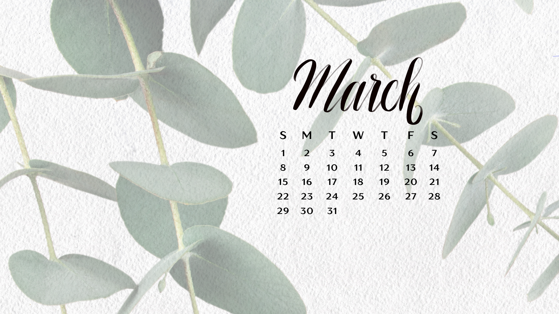 1920x1080 Free March 2026 Desktop Calendar Background (EASY DOWNLOAD)