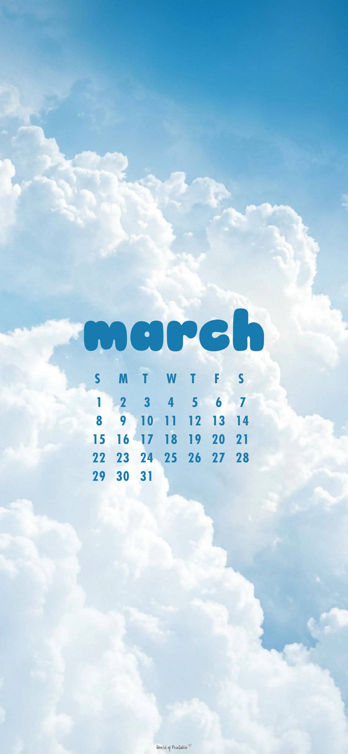 1170x2535 Free March 2026 Calendar Wallpaper For Phone And Desktop
