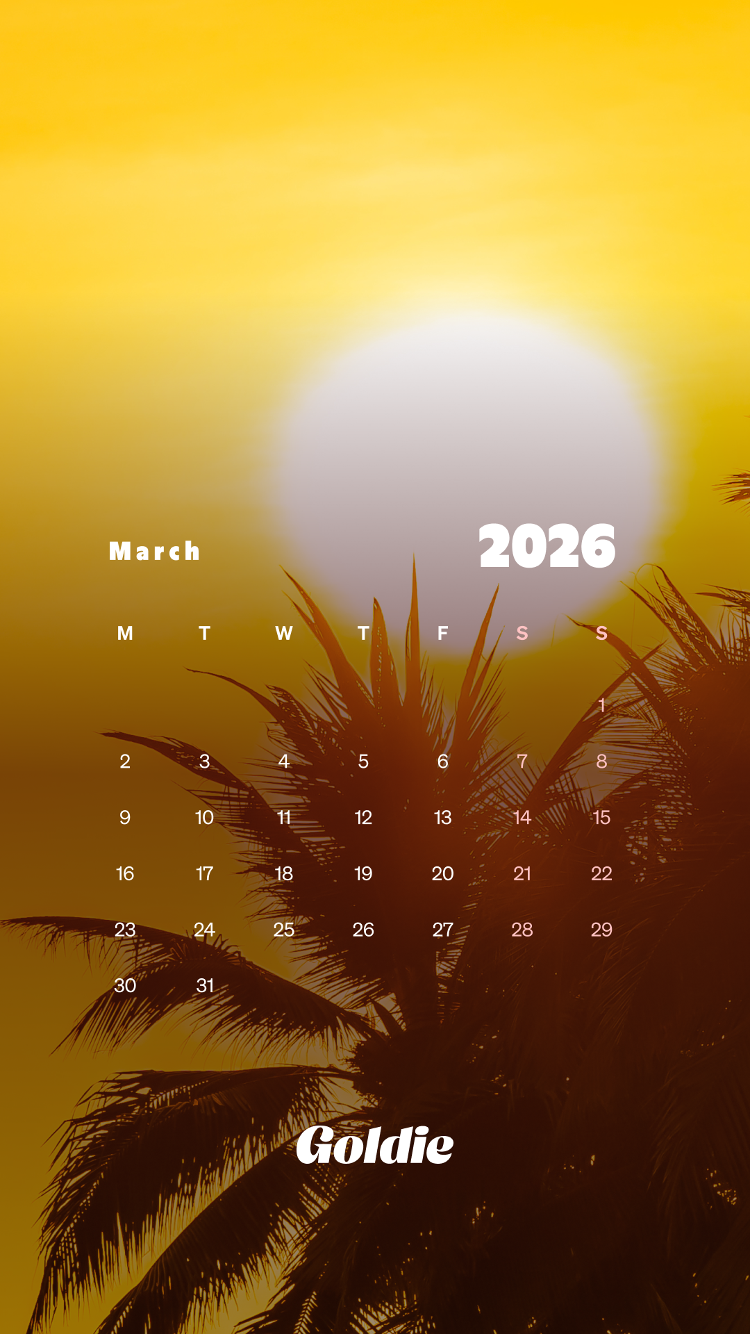 1080x1920 Free March 2026 Calendar Wallpaper