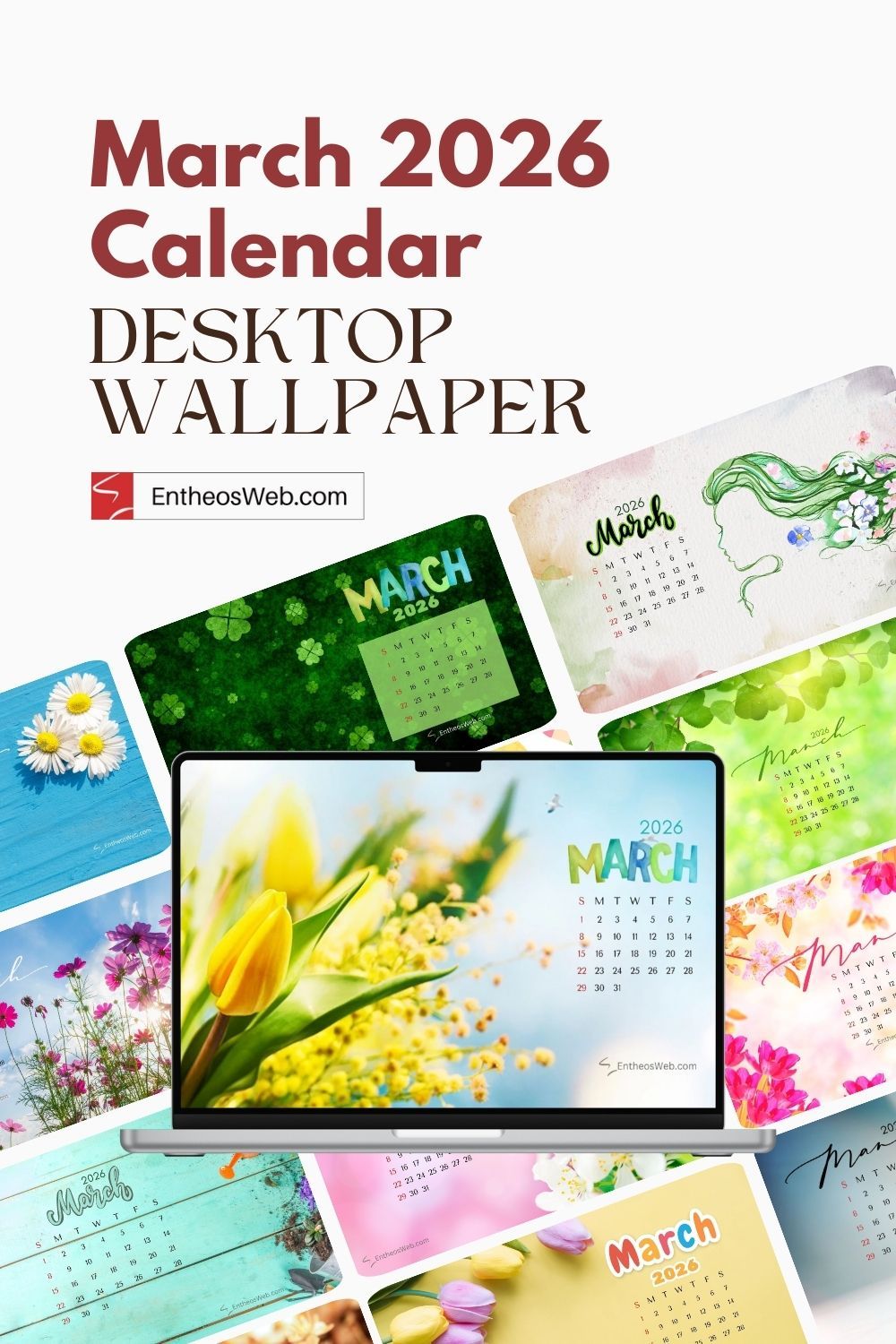 1000x1500 March 2026 Calendar Desktop Wallpaper EntheosWeb