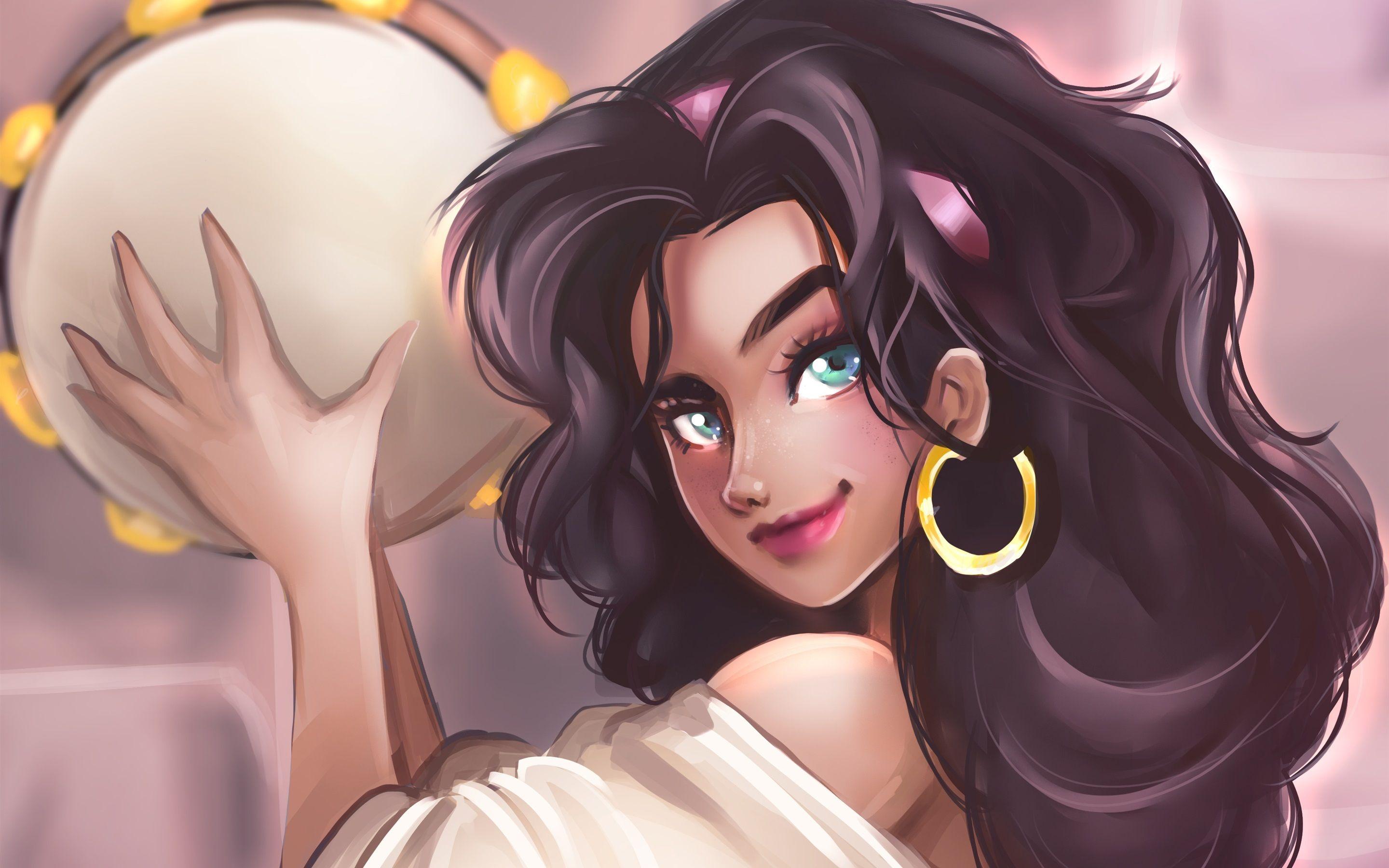 2880x1800 Wallpaper The Hunchback of Notre Dame, Esmeralda, blue eyes anime