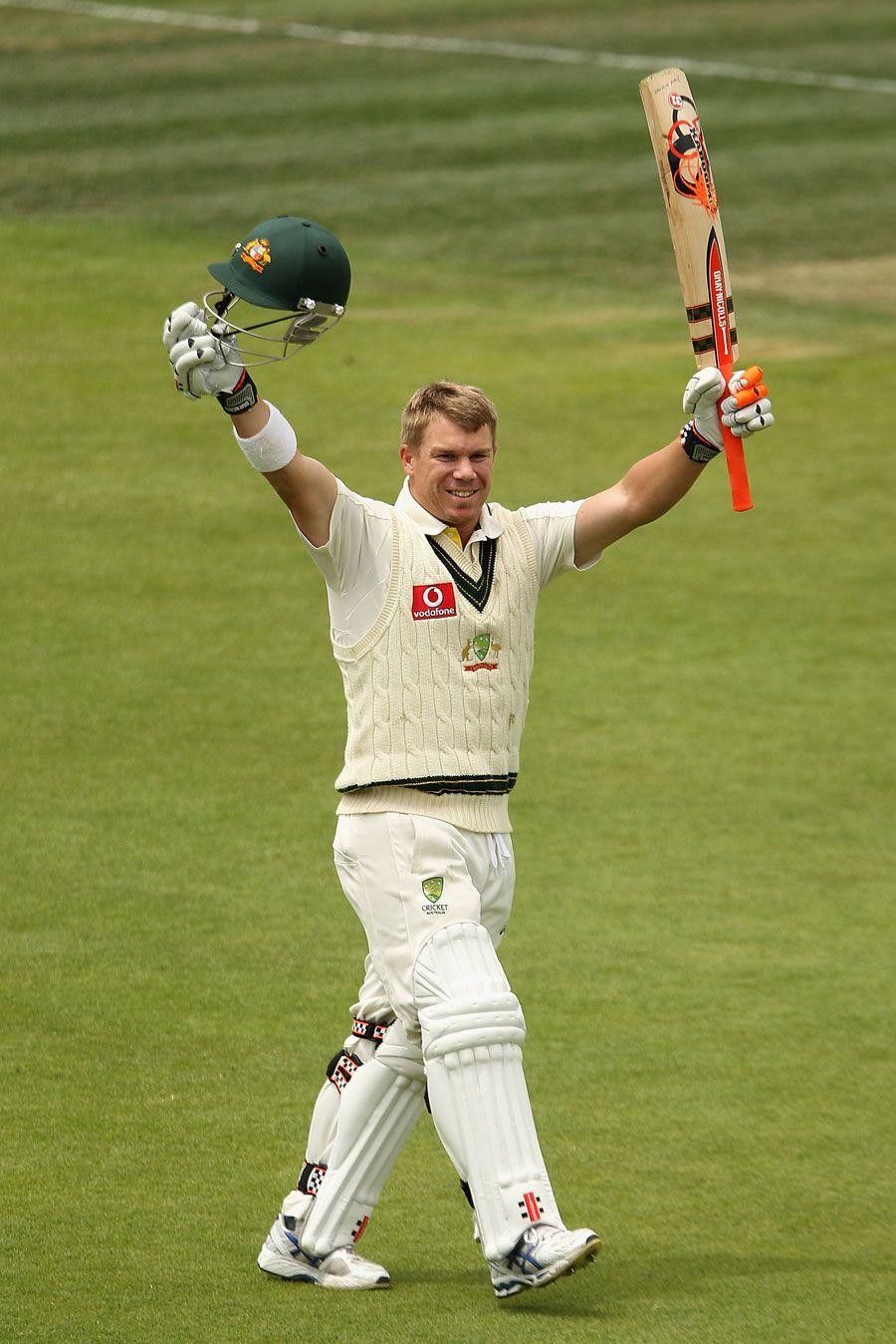 900x1349 David Warner celebrates his maiden Test ton. Photo. Australia v
