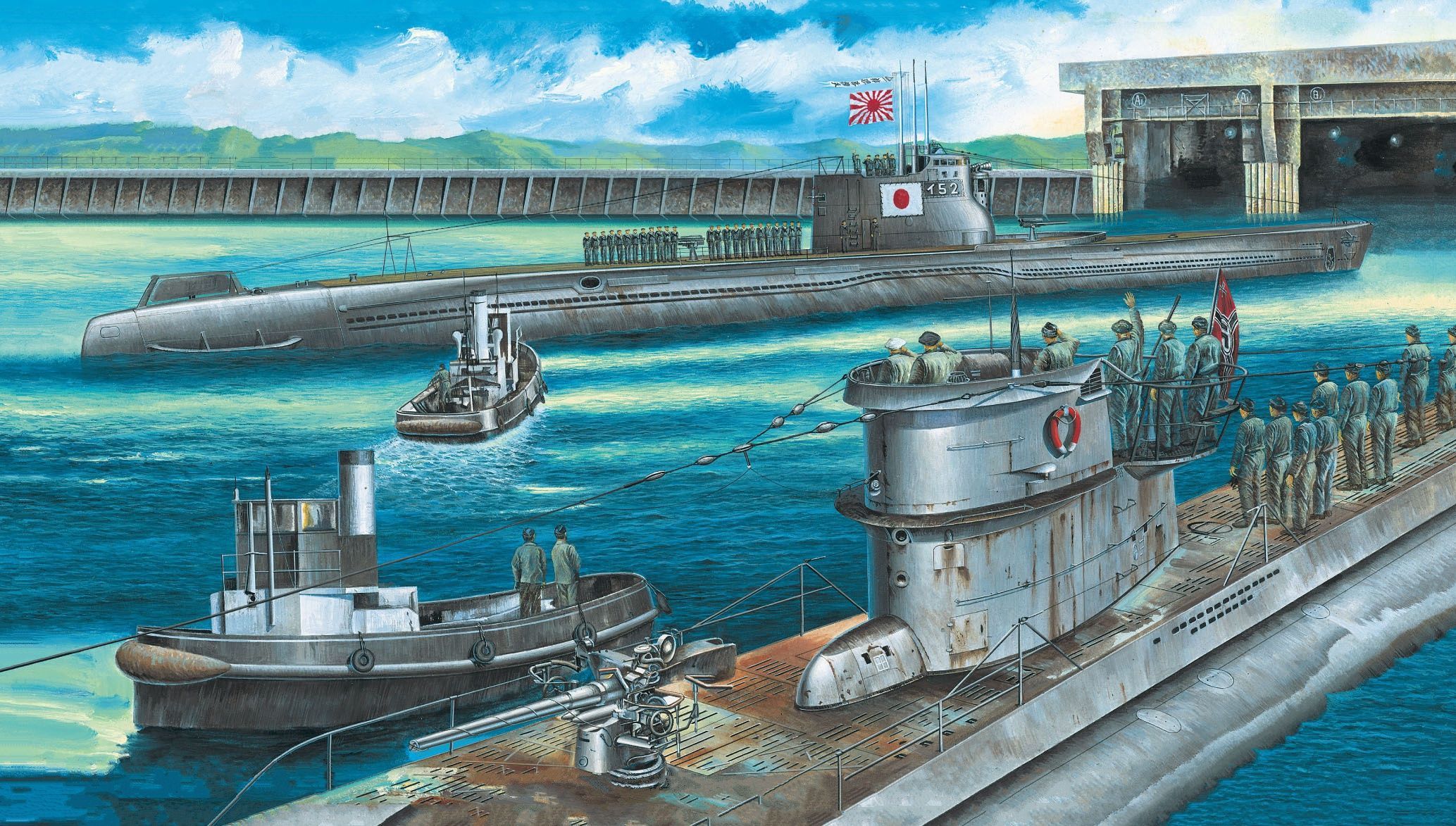 2067x1173 Wallpaper Germany, Japan, Submarine, Imperial Japanese Navy, U Boot, Navy, Type C3 For Mobile And Desktop, Section оружие, Resolution 2067x1173