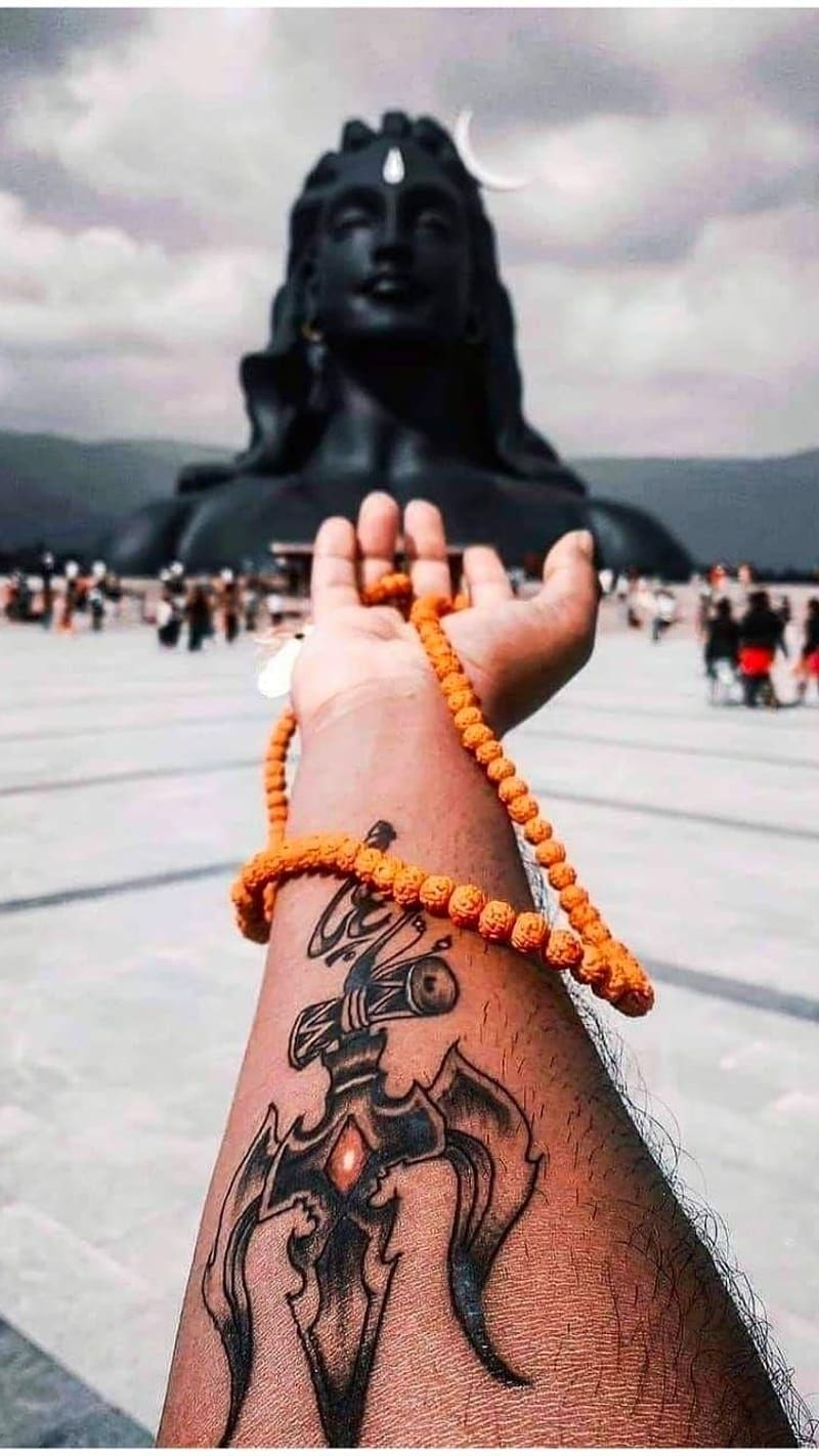 800x1422 Shiv Ji, Trishul And Damru, Tattoo, Bholenath, hand, mahakal, HD phone wallpaper