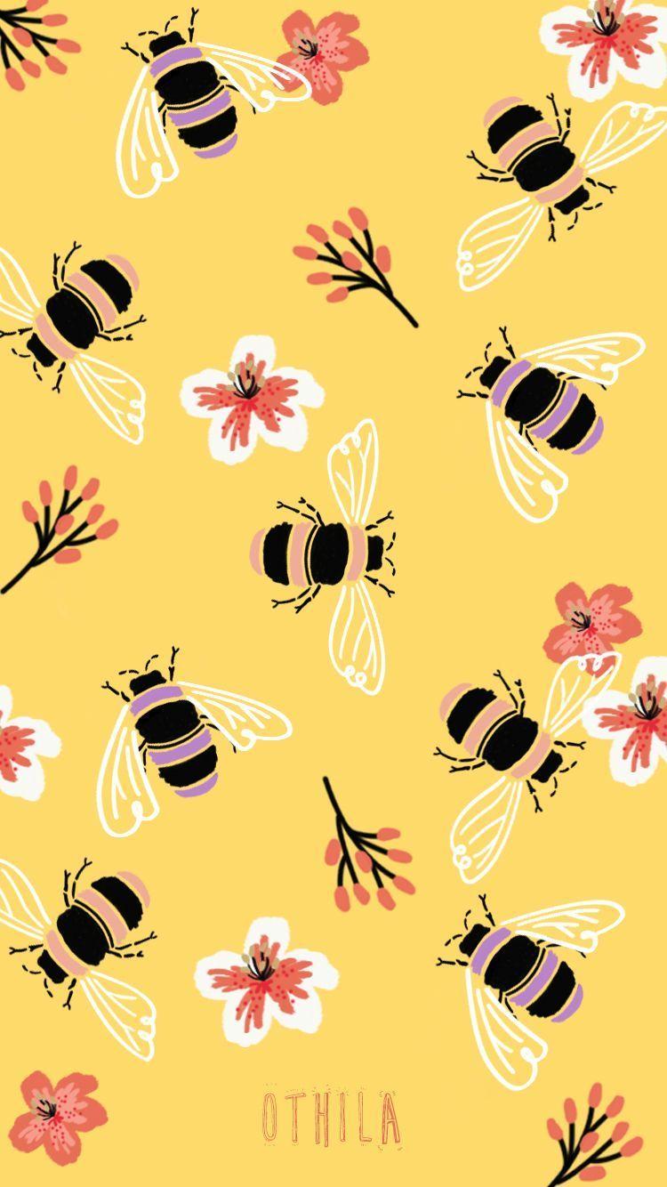 Cute Bee Wallpaper Art Board Print for Sale by LushLemons  Redbubble