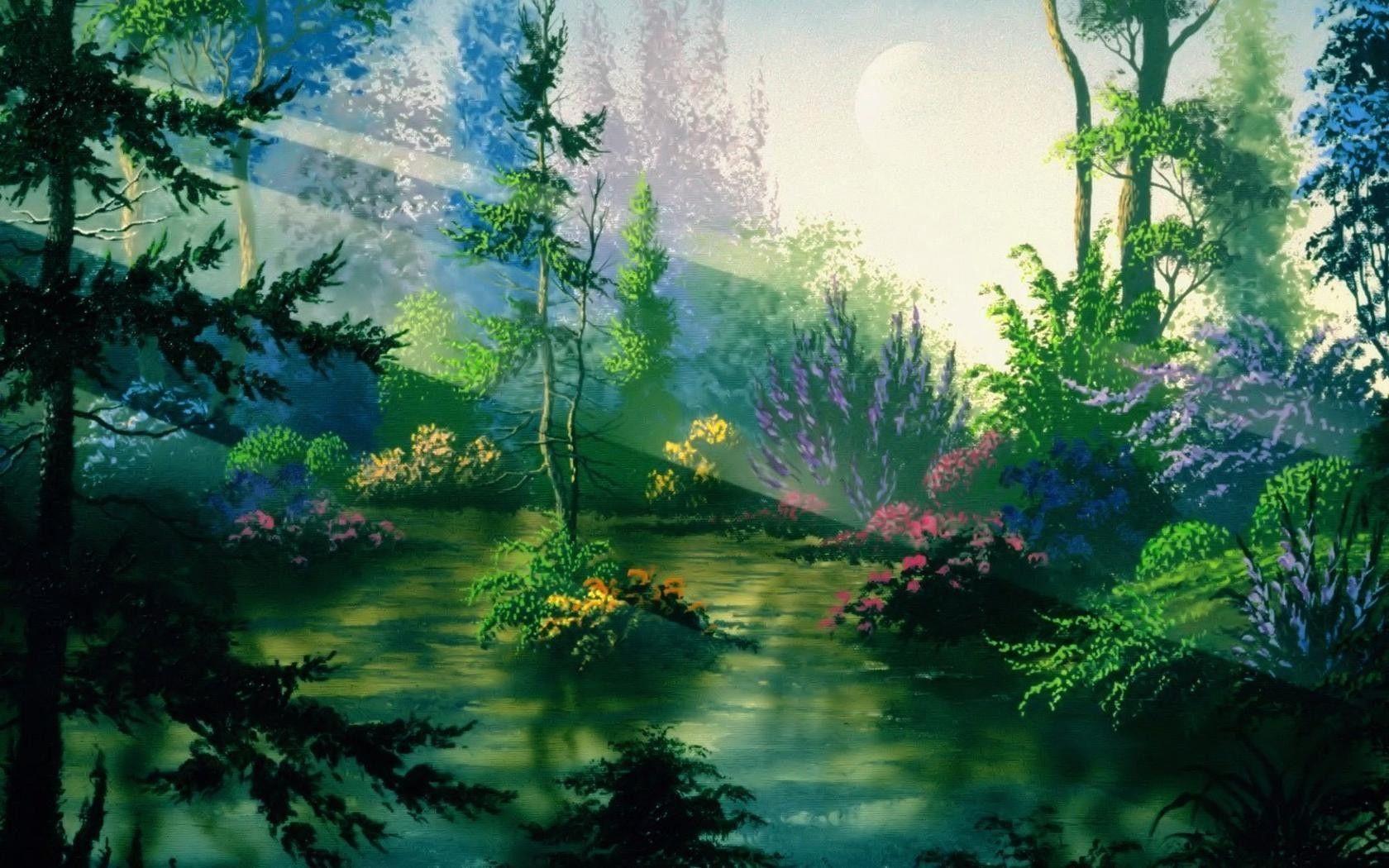 1680x1050 Anime Forest Background