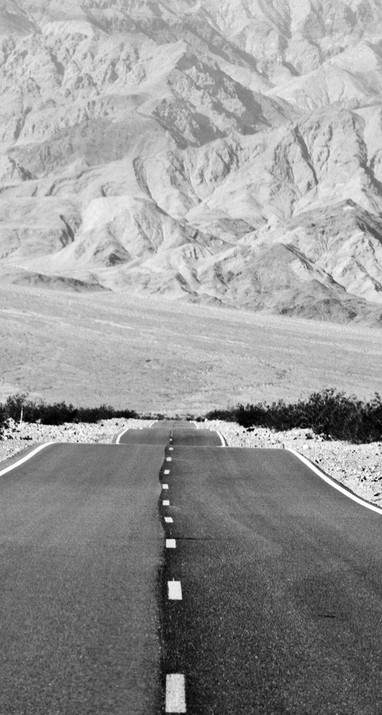 744x1392 The iPhone Wallpaper Black and white Landscape road
