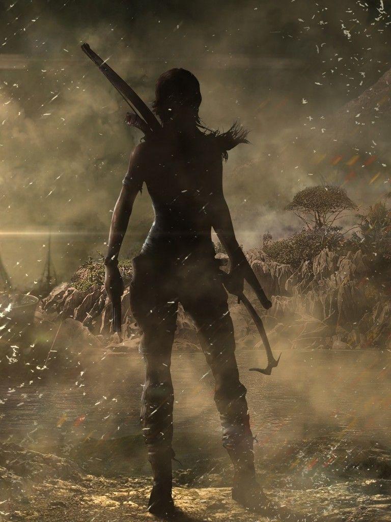 768x1024 Download 768x1024 Tomb Raider, Raining, Storm, Wind, Lara Croft