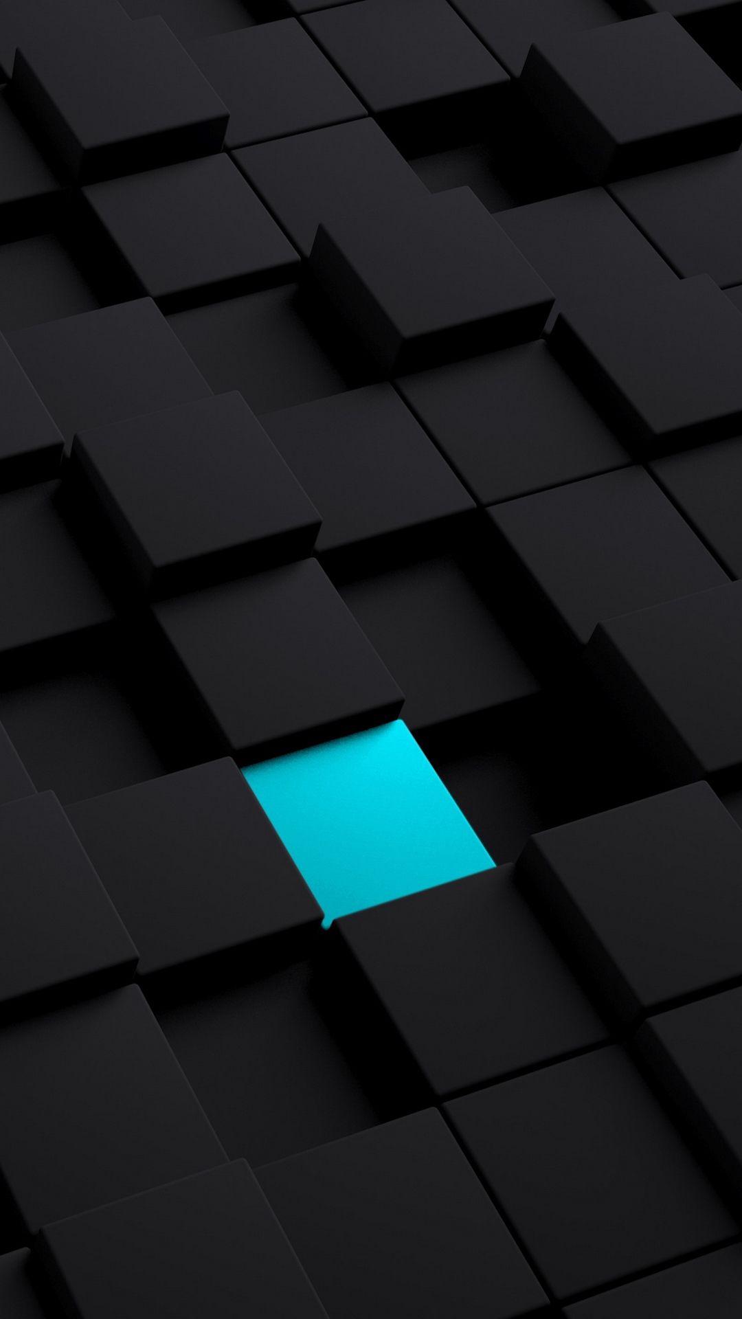 1080x1920 3D Cubes Structure Black Blue HD Wallpaper