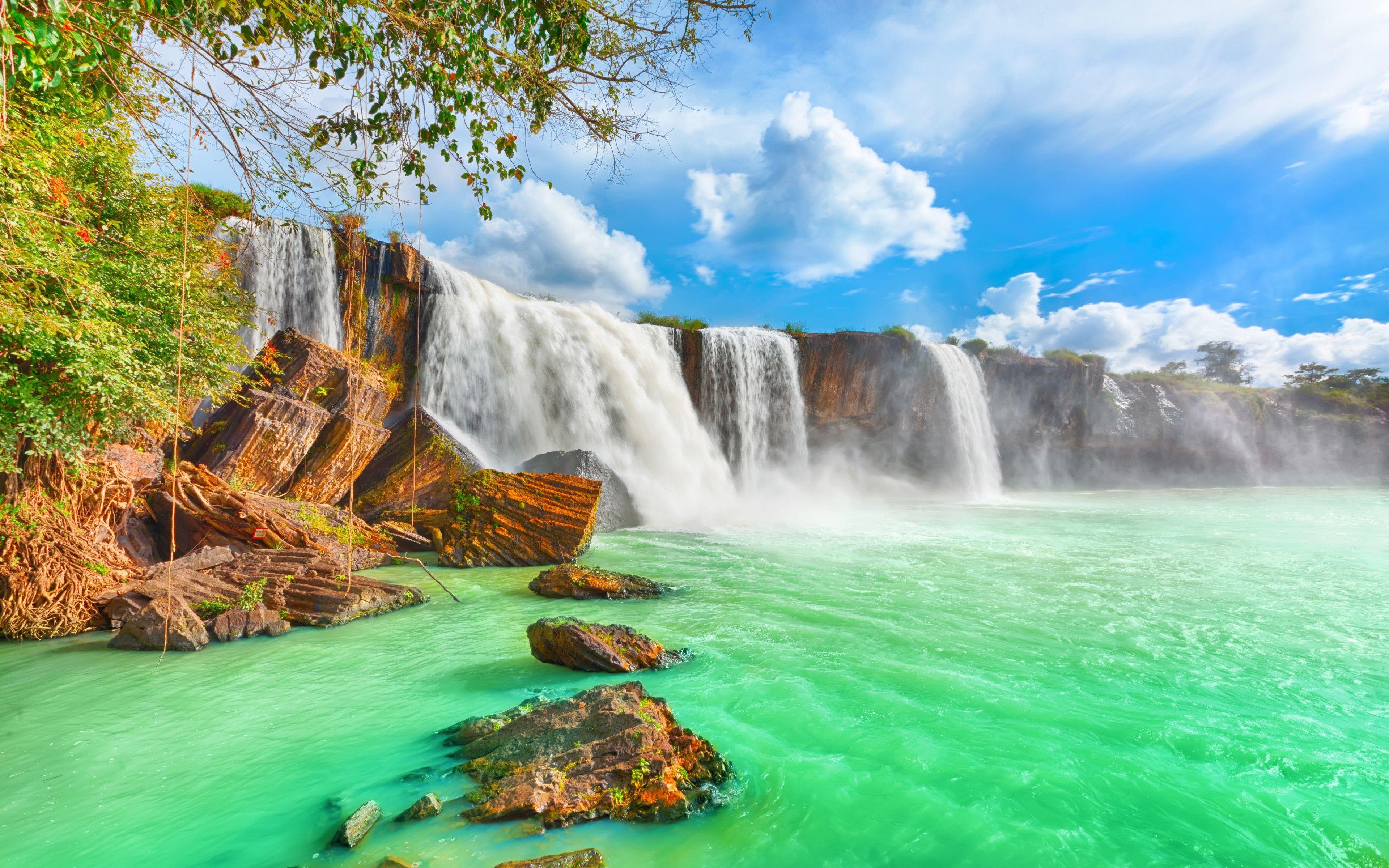 3840x2400 Vietnam Waterfalls Wallpaper 4K HD Free Download For Desktop