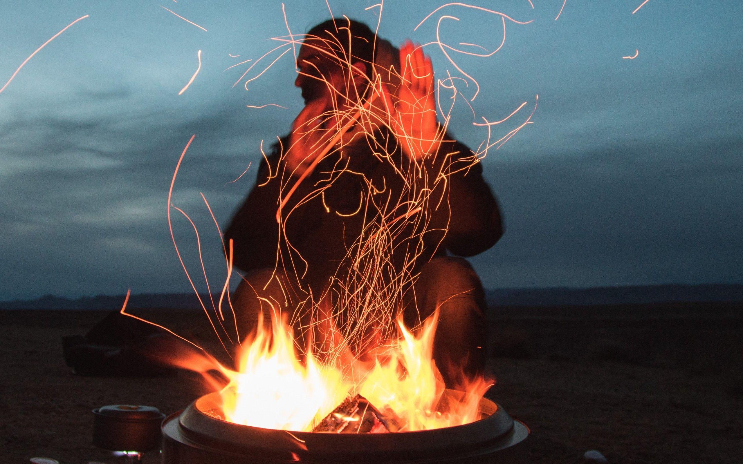 2560x1600 Download 2560x1600 Campfire, Ember, Spark, Particles, Charcoal
