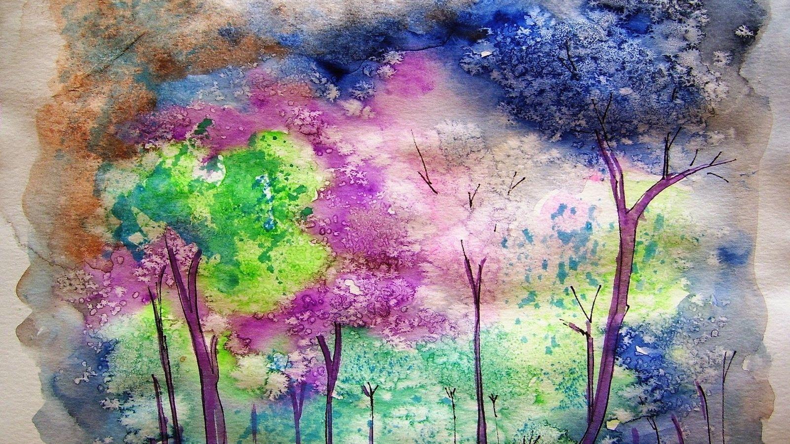 1600x900 Free download Watercolors Art HD Wallpaper art jungle trees