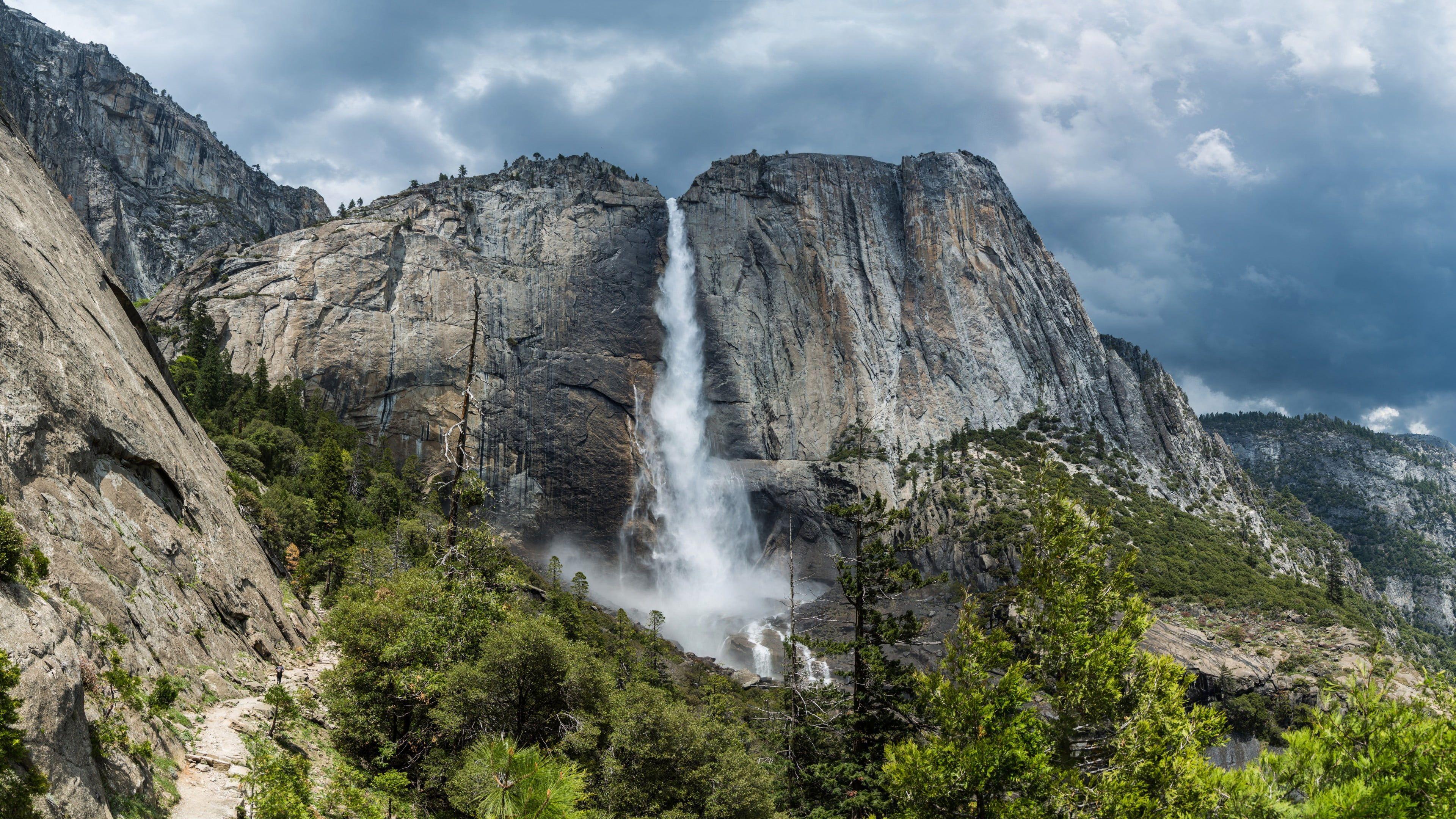 3840x2160 Waterfall, landscape, nature, Yosemite Falls, mountains, waterfall