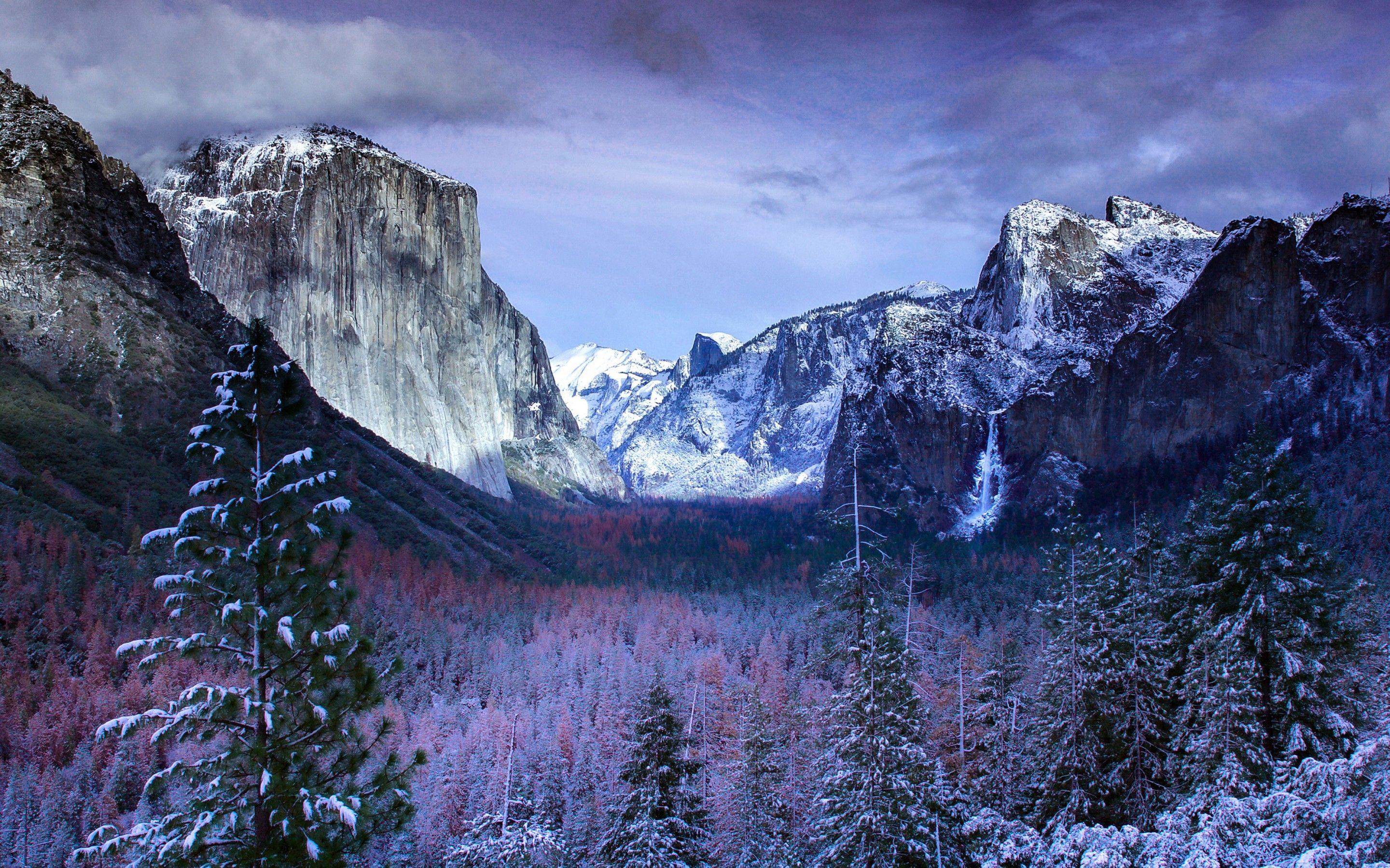 2880x1800 Wallpaper Yosemite Valley, Yosemite National Park, Winter, Snow
