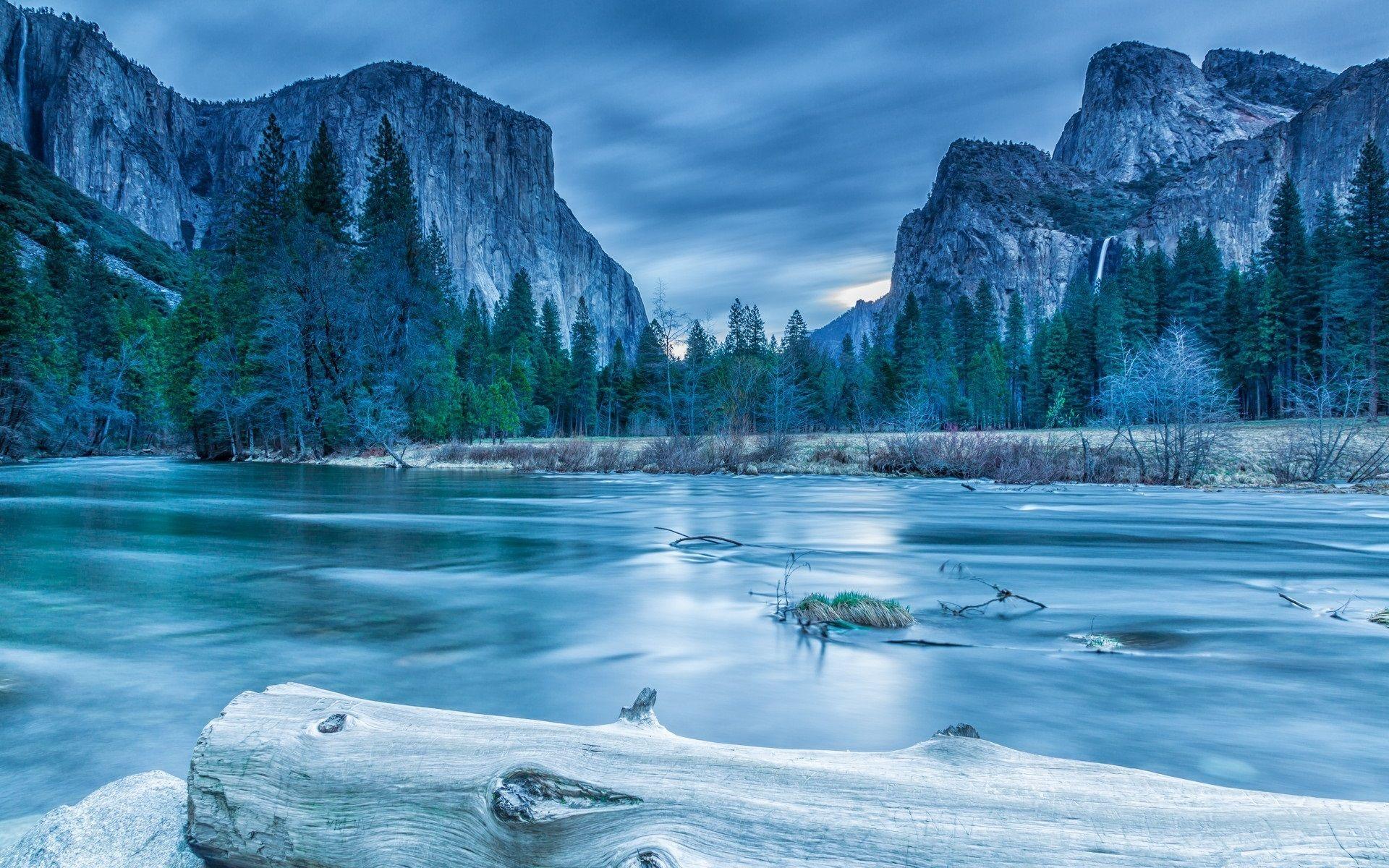 1920x1200 Wallpaper Yosemite National Park, trees, mountains, lake, winter