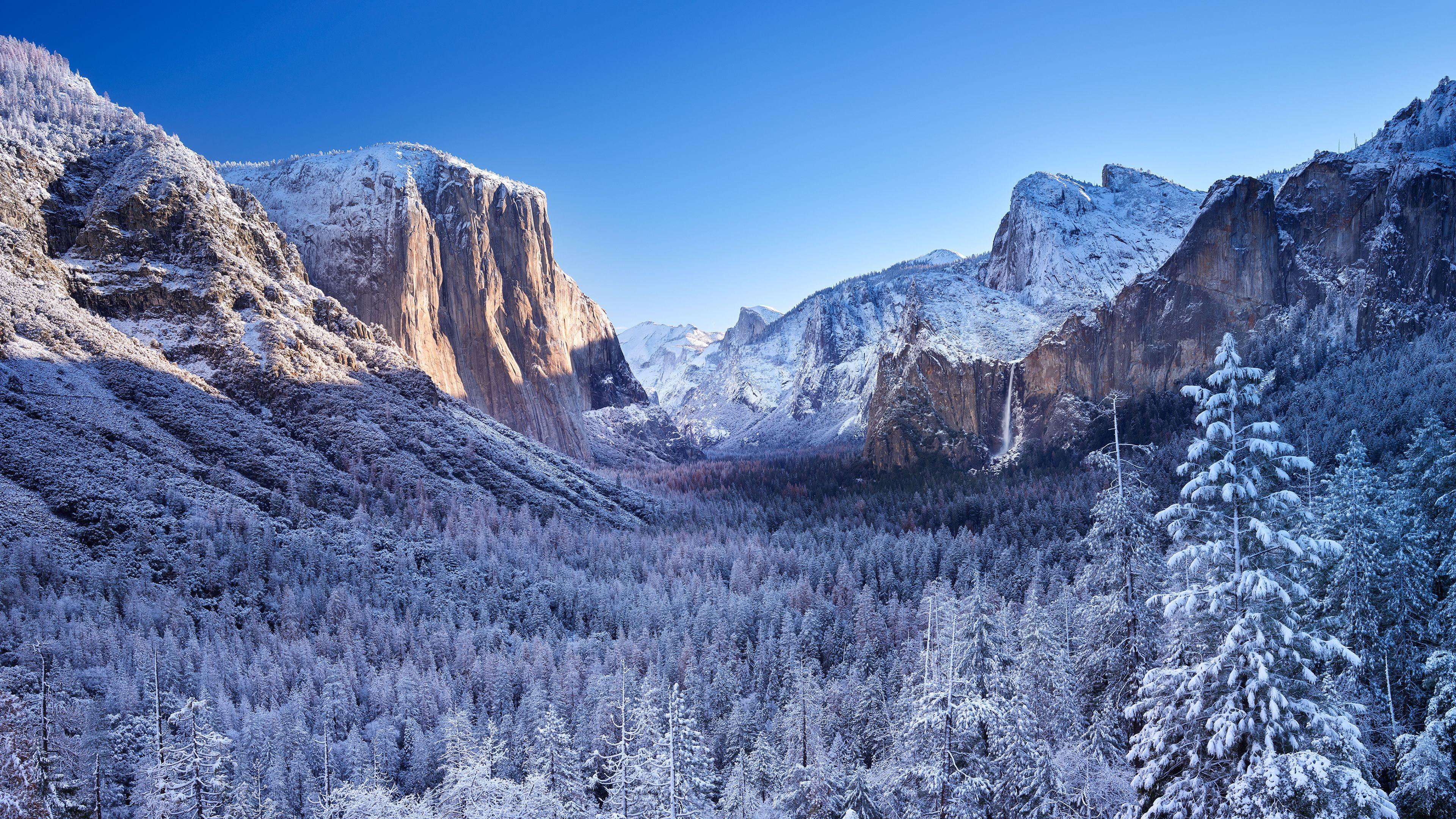 3840x2160 Yosemite National Park Winter Scenery 4K Wallpaper. HD