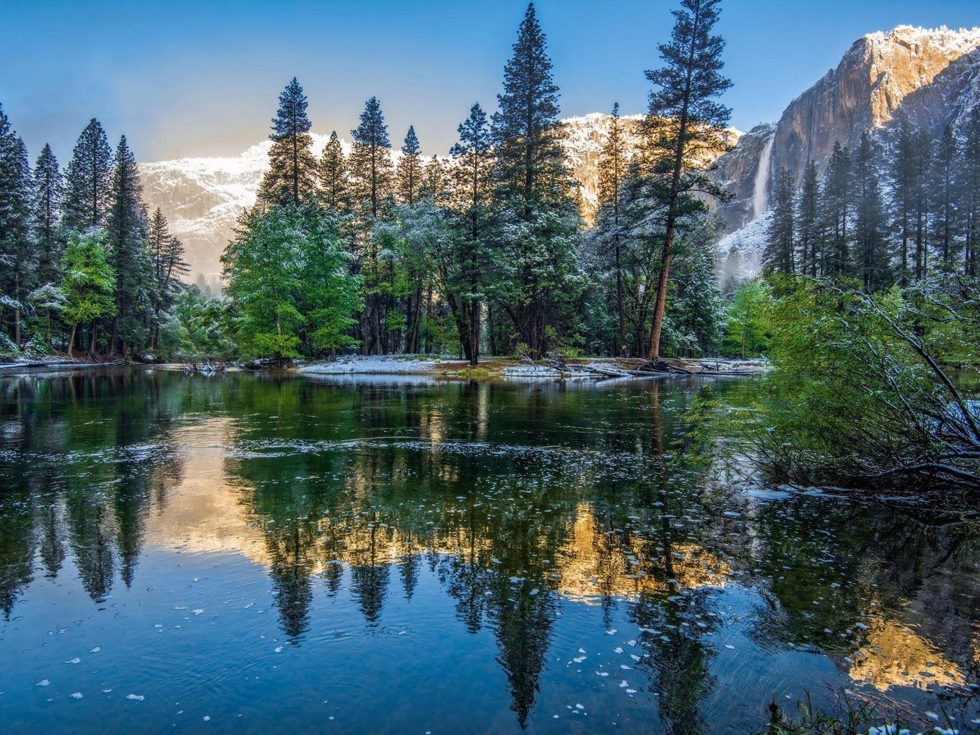 1920x1440 Nature Winter Landscape Mountain River Wood Yosemite National Park
