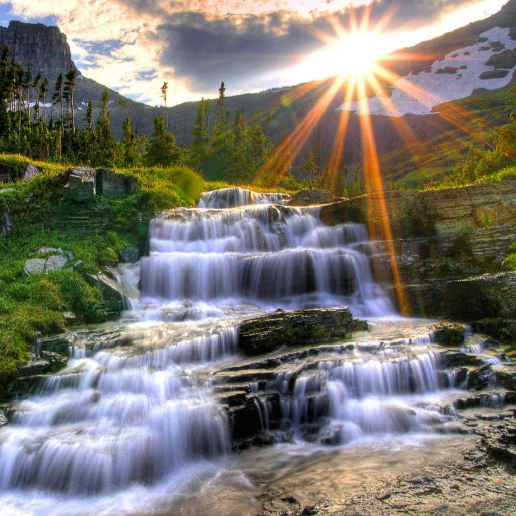 1024x1023 Wallpaper Scenery Waterfall