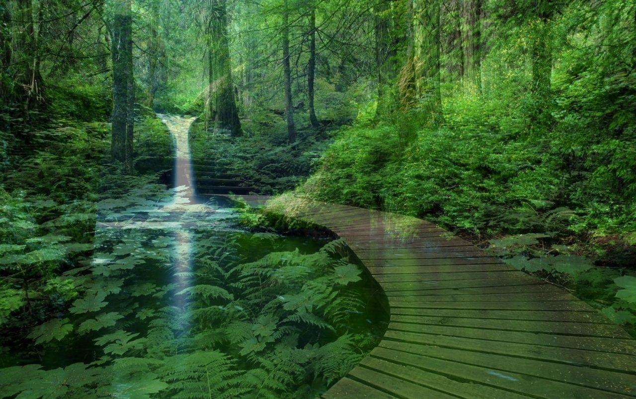 1280x804 Waterfall Scenery & Bridge wallpaper. Waterfall Scenery & Bridge