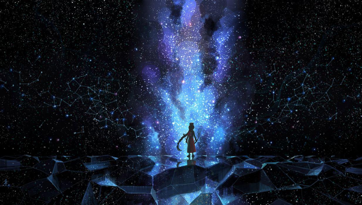 1234x700 Touhou night scenic seeker sky space stars yagokoro eirin